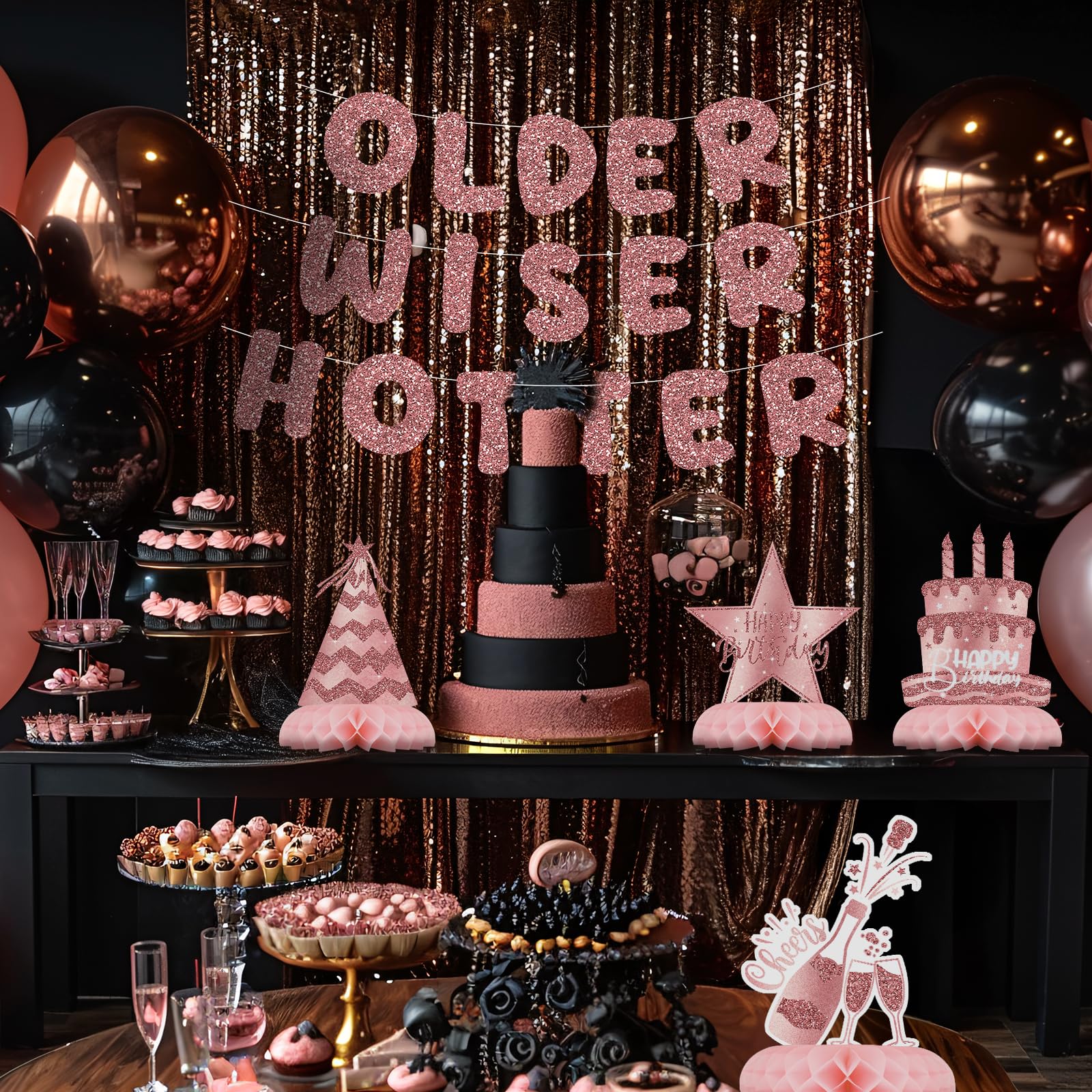 12Pcs Pink Rose Gold Honeycomb Party Decorations - Elegant Birthday Table Toppers for Women | Perfect for Bridal Showers, Baby Showers & Anniversary Celebrations