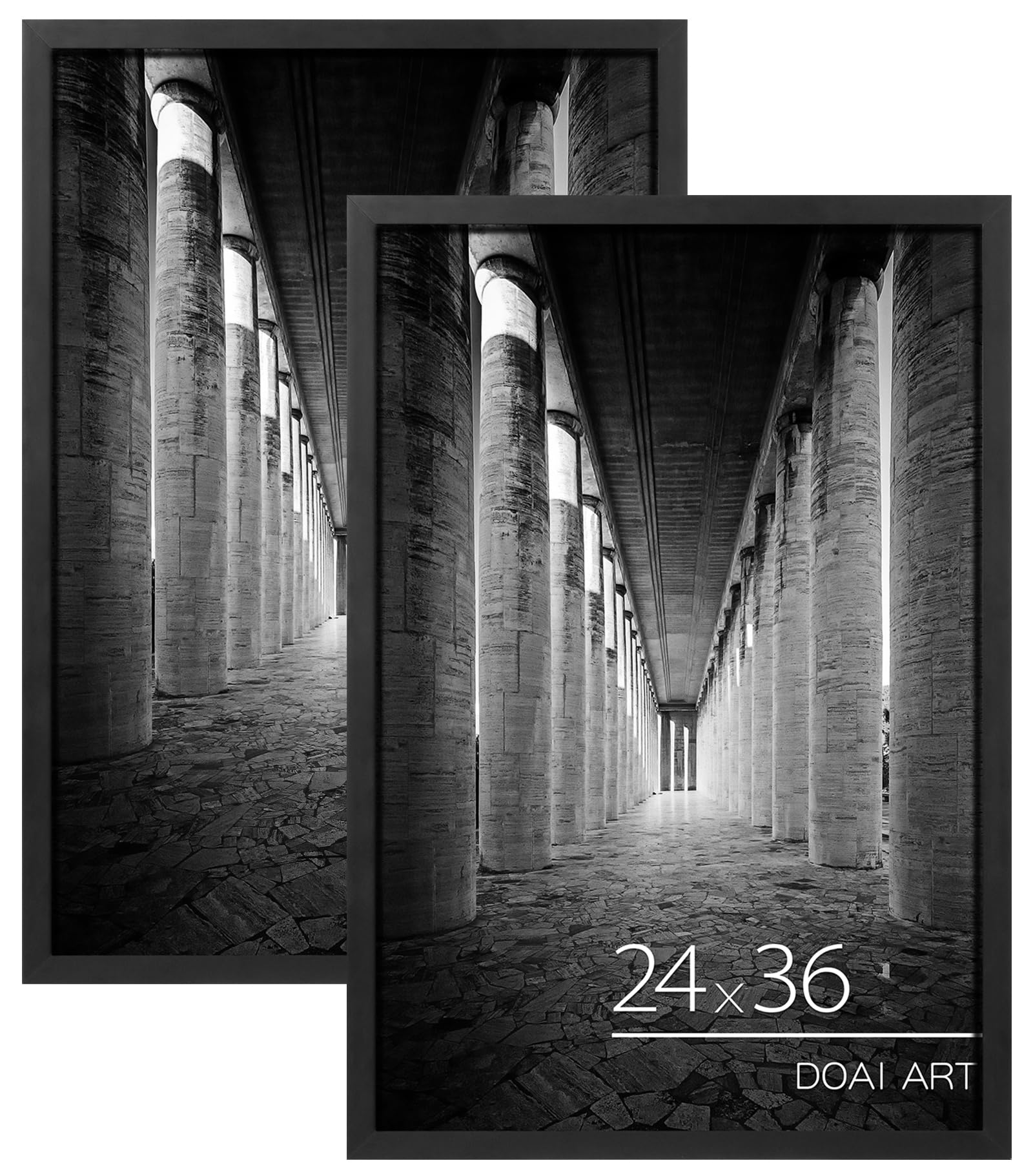 DOAI ART 24x36 Poster Frame Black 2 Pack - 24 x 36 Inch Picture Frames with HD Plexiglass, Scratch-Resistant & Durable for Wall Mounting (Horizontal/Vertical) - Perfect for Home Decor, Office Art Display & Gallery Wall Arrangements