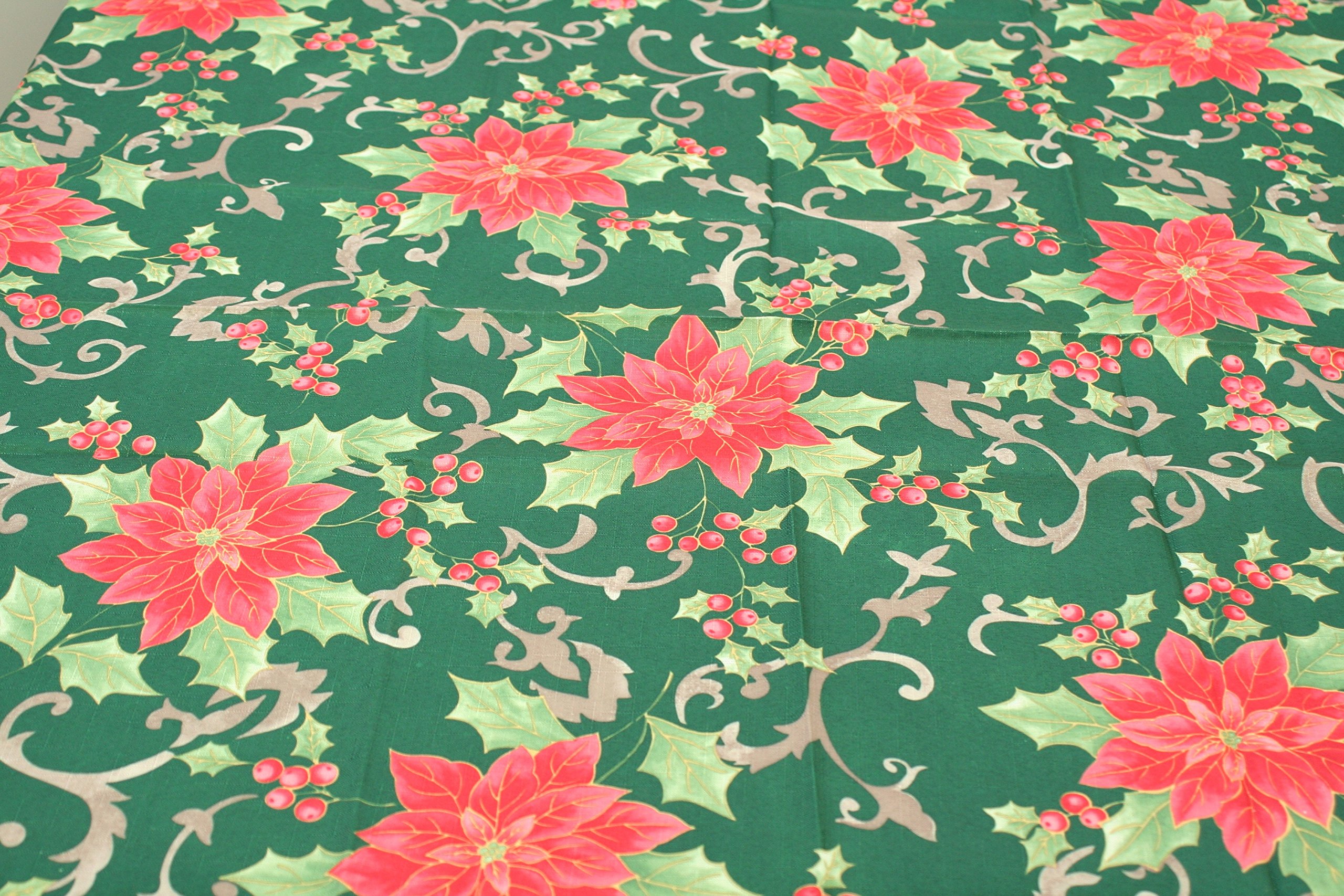 Festive Poinsettia Christmas Tablecloth 60x104 Inch - Holiday Dining Decor for Parties, Family Gatherings & Seasonal Home Decor