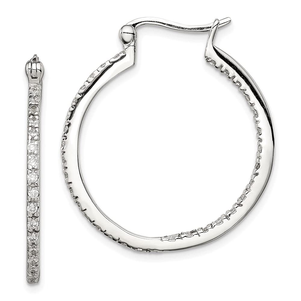 925 Sterling Silver Cubic Zirconia Hoop Earrings for Women - 1.3 Inch Large Hoops, Hypoallergenic Fashion Jewelry - Perfect for Parties, Weddings & Everyday Wear