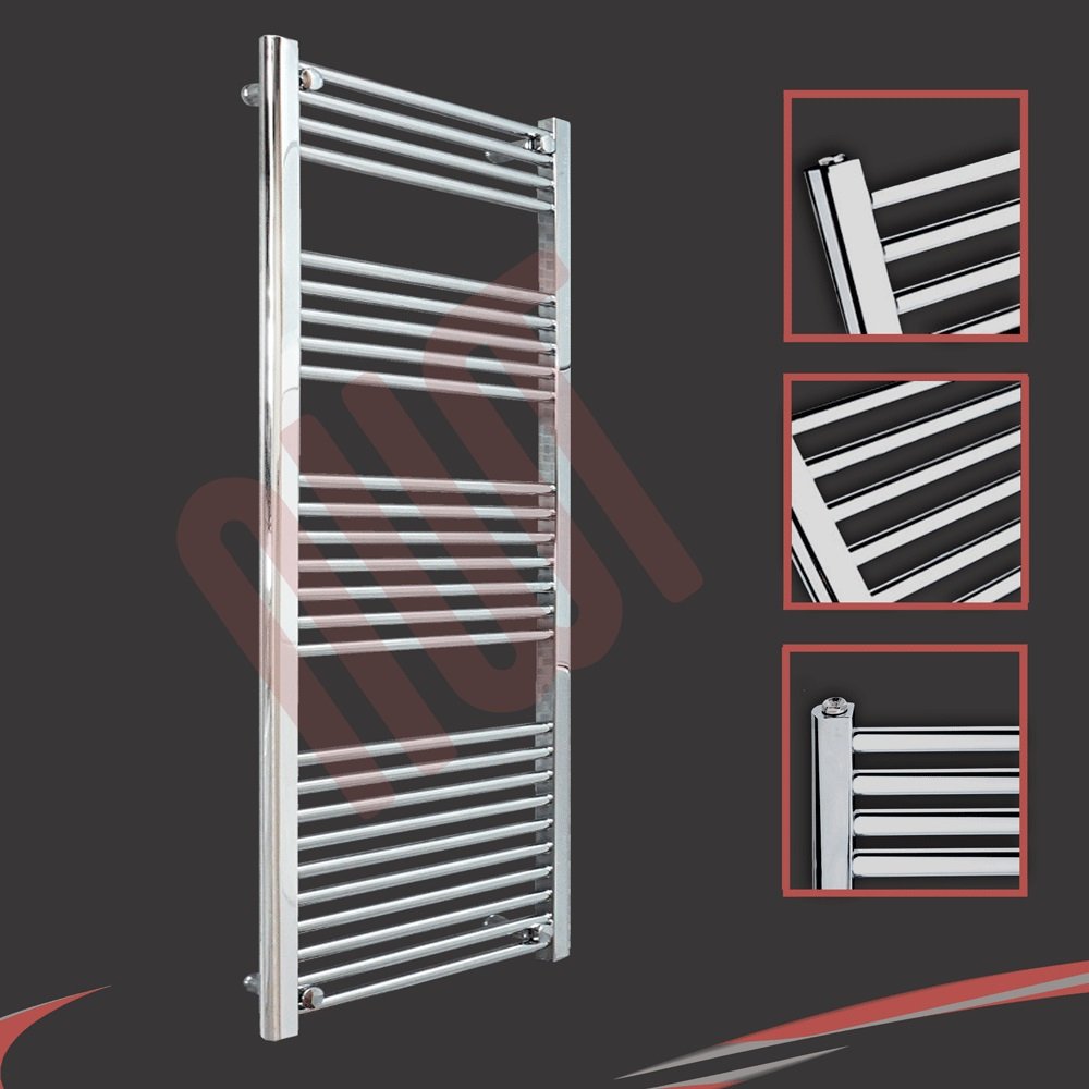 600mm x 1400mm Chrome Heated Towel Rail - 2661 BTU Bathroom Radiator & Warmer - 4-5-7-10 Bar Pattern Ladder Rail for Central Heating - Perfect for Spa, Luxury Bathroom & Home Heating Solutions