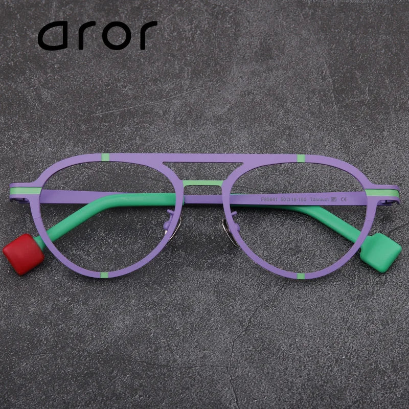 Aror Unisex Full Rim Oval Double Bridge Titanium Acetate Eyeglasses 4158 - Lightweight & Durable Frame for Men & Women - Perfect for Office, Reading & Everyday Wear