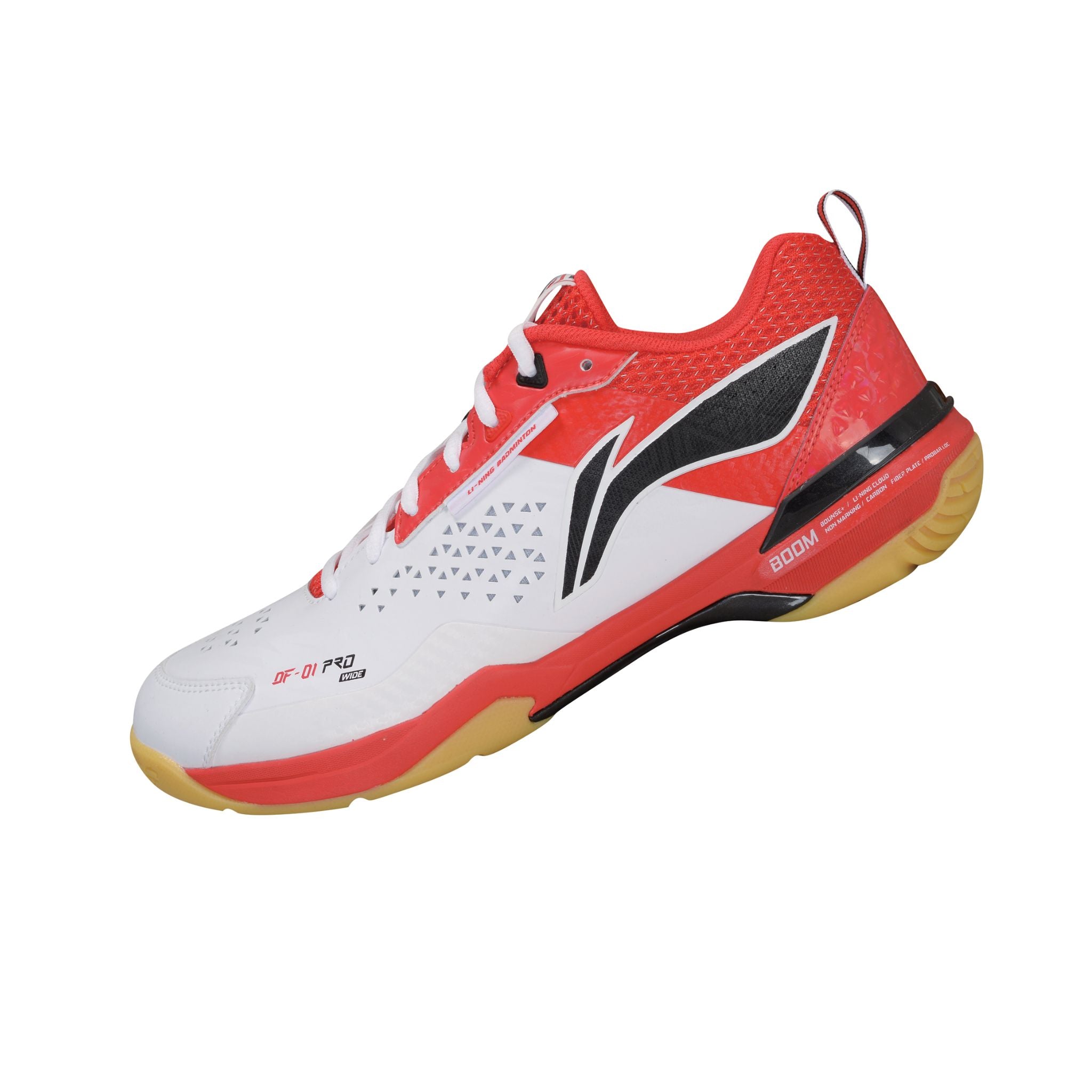 Li Ning Blade Pro Badminton Shoes for Men & Women - Wide Fit Unisex Court Sneakers in White/Red (AYAT005-5) - Perfect for Indoor Sports, Badminton Training & Gym Workouts