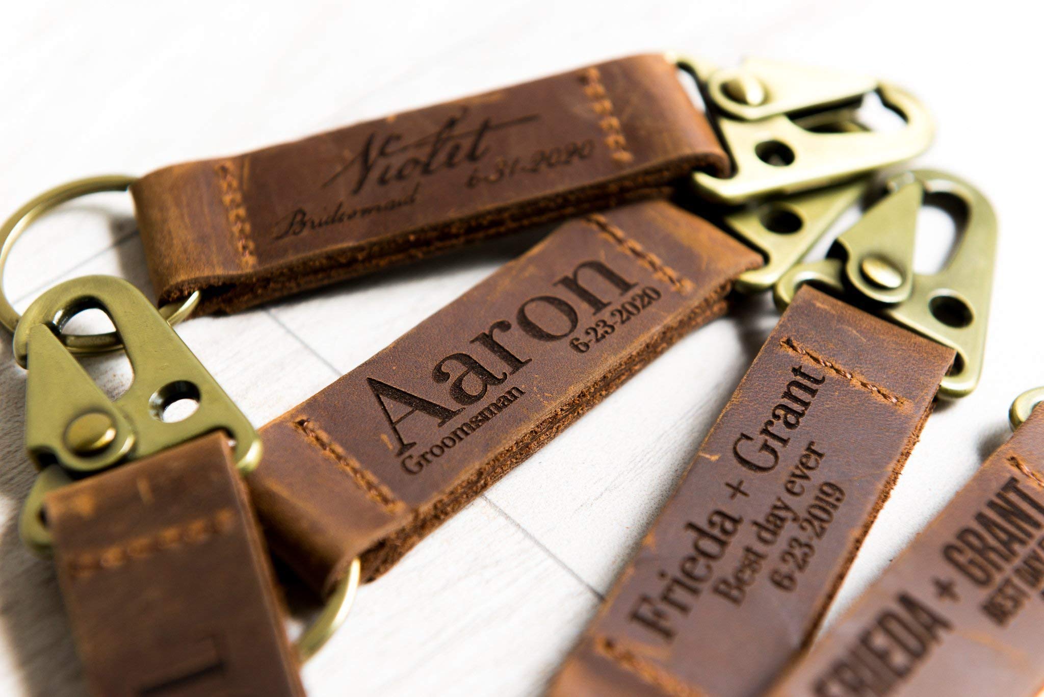 Personalized Engraved Distressed Leather Keychain - Custom Name Key Ring - The San Ann by Left Coast Original - Perfect Gift for Men, Women, Anniversary & Travel Accessories