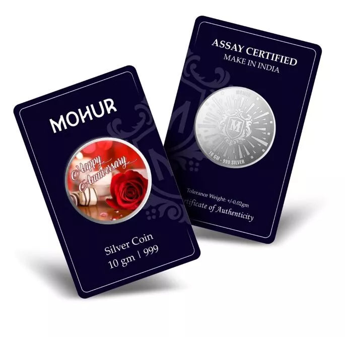 999 Pure Silver Anniversary Coins (Design 41) - Commemorative Collectible Gift for Wedding, Anniversary & Special Occasions