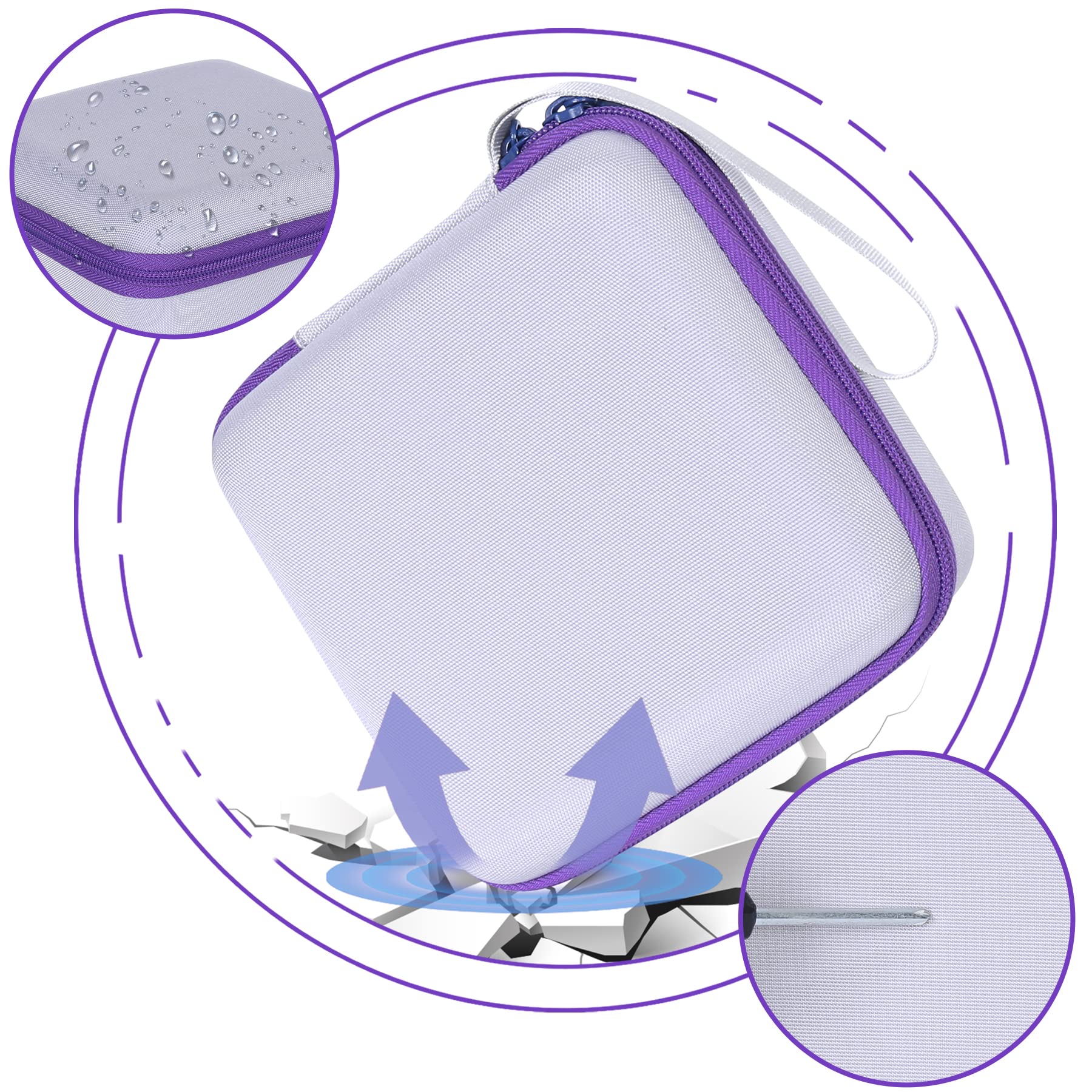 Aenllosi Durable Hard Carrying Case for Vixic D1600 Rechargeable Label Printer - Purple Protective Cover | Perfect for Office, Warehouse & Retail Labeling Organization