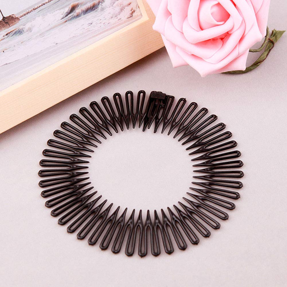 6PCS Stretchable Hair Combs Headband - Soft Flexible Hair Hoop with Teeth for Women - Perfect for Workouts, Yoga, Running & Everyday Styling