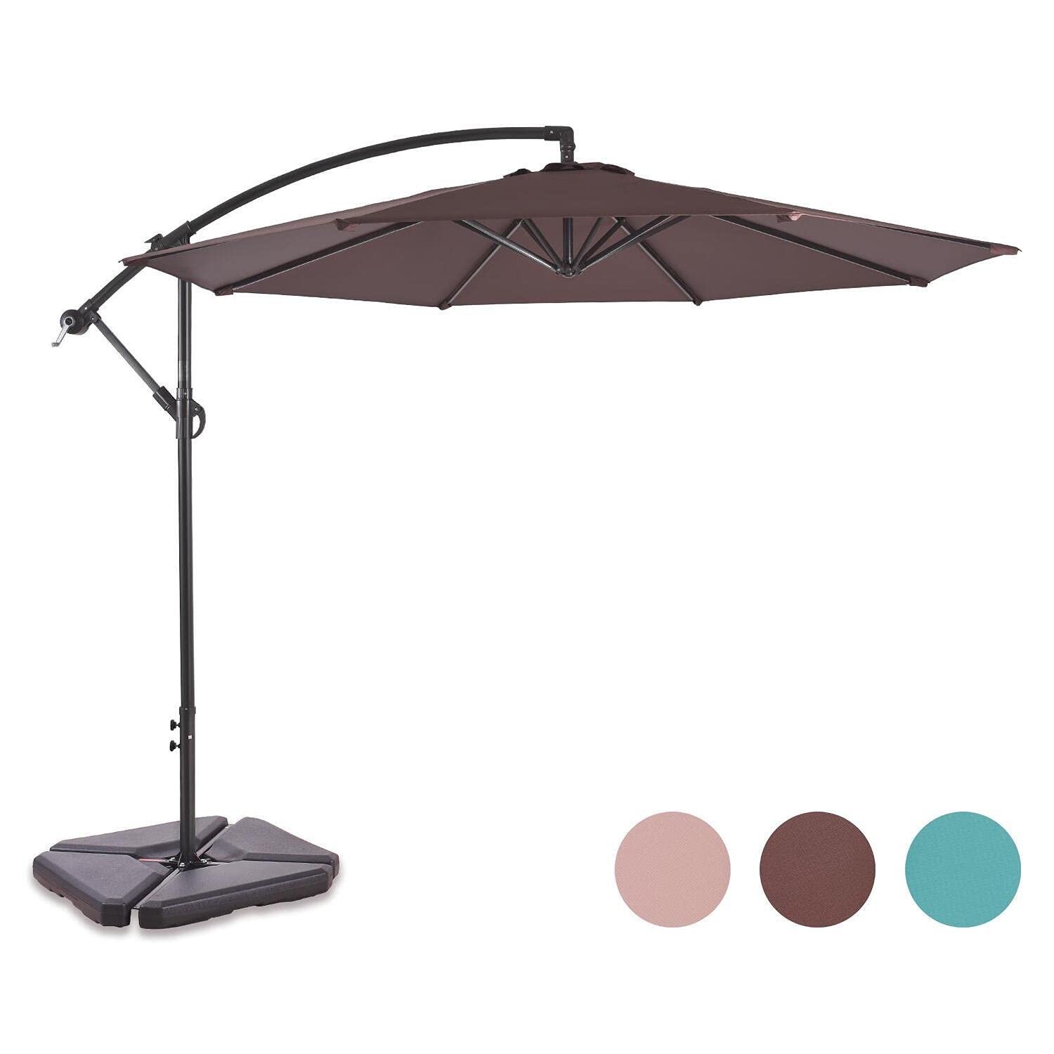 10 ft. Cantilever Hanging Patio Umbrella with Adjustable Tilt - Outdoor Shade for Poolside, Garden, Deck, and Coffee Shop Use