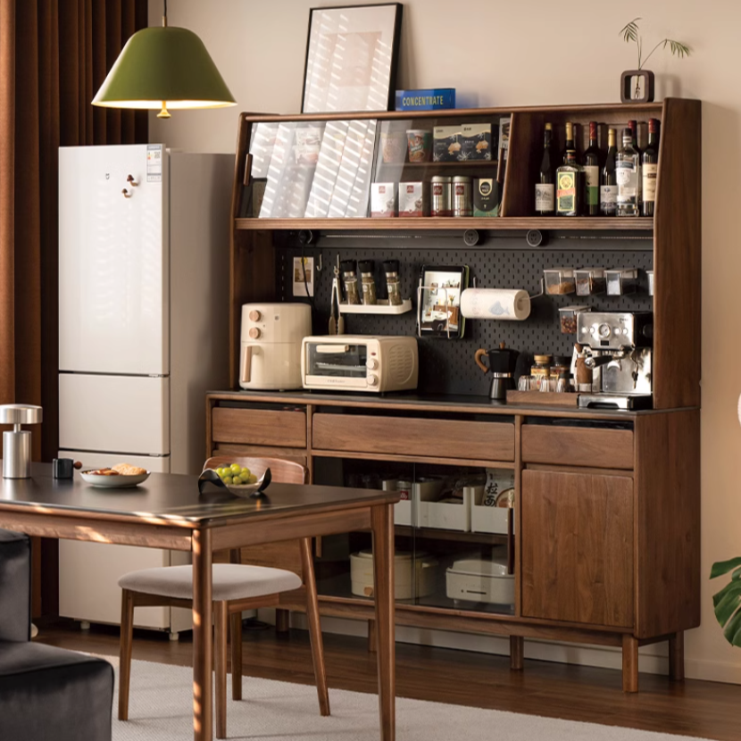 Premium Black Walnut Solid Wood Sideboard - Modern Luxury Buffet Cabinet for Dining Room, Living Room & Entryway Storage