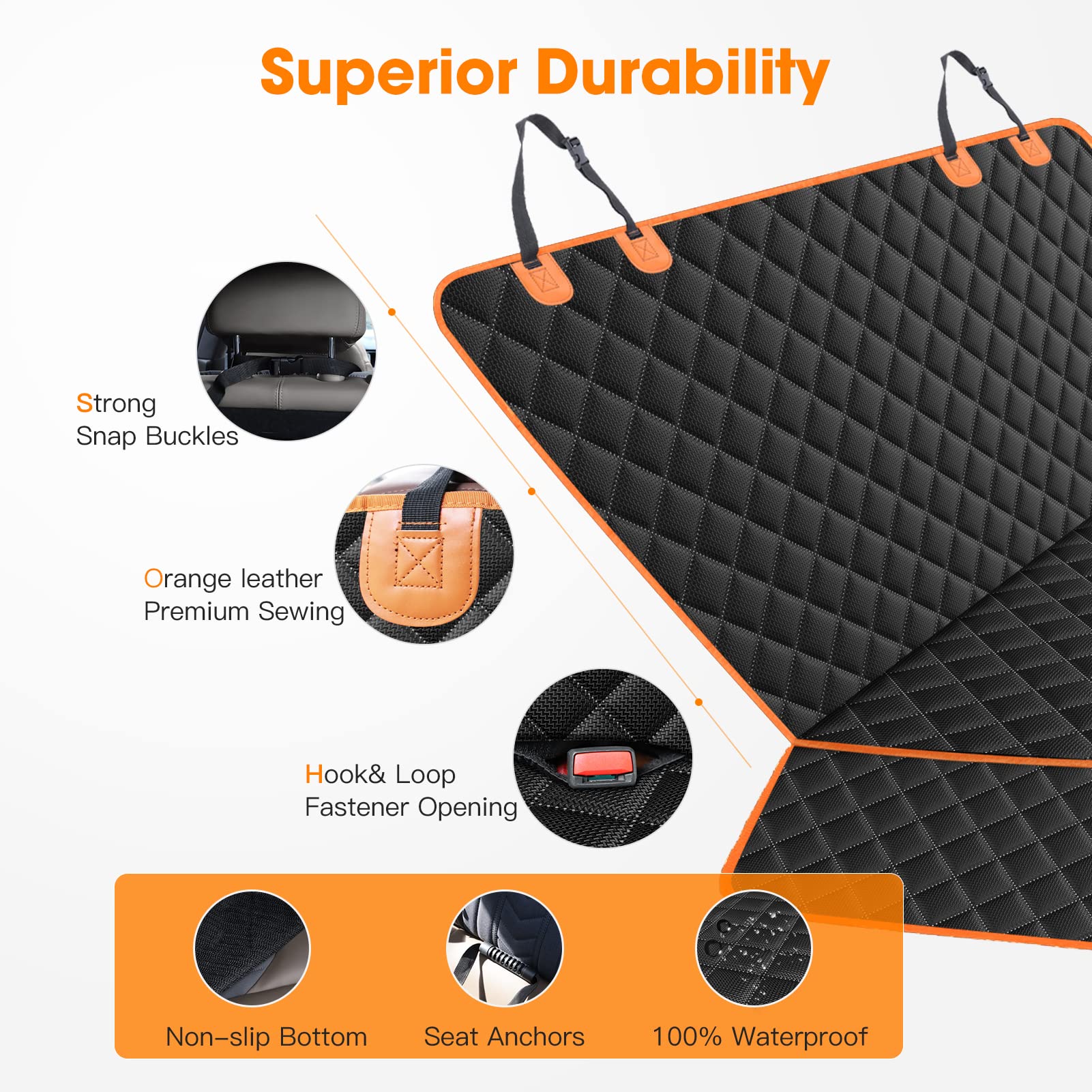 Waterproof Dog Seat Cover for Cars & SUVs - Non-Slip Back Seat Protector for Trucks, Pets | Perfect for Travel, Outdoor Adventures & Daily Commutes