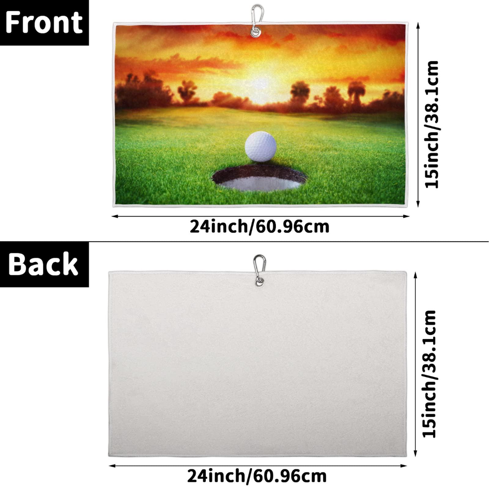 Premium Golf Towel with Clip - Super Absorbent Microfiber Golf Bag Towel (24