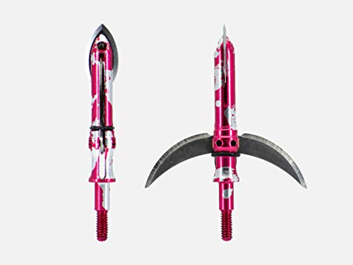 100 Grain Battle Axe Broadheads - 3 Pack (Red & Silver) for Hunting, Archery, and Outdoor Adventures