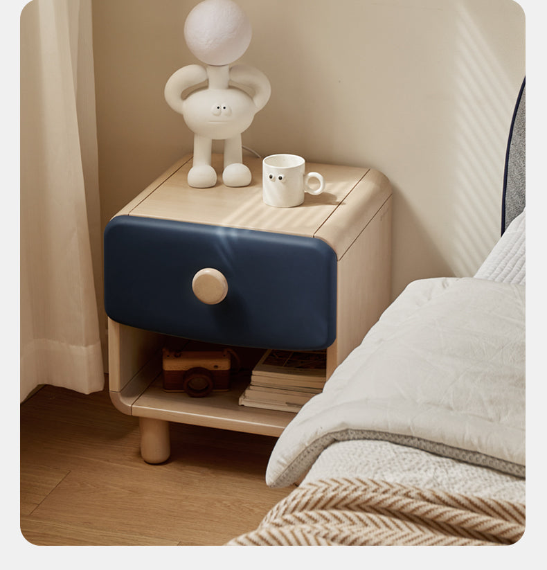 Solid Wood Kids Nightstand - Birch & Poplar Modern Bedside Table for Children's Room - Perfect for Bedrooms, Nurseries & Playrooms