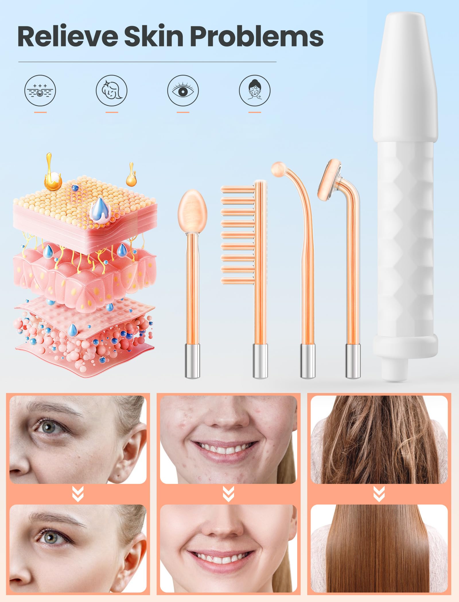 High Frequency Facial Wand - Portable Skincare Device for Acne, Wrinkles & Glowing Skin - Perfect for Home Spa & Professional Use
