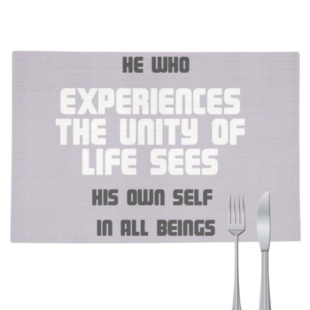 DIYthinker Buddhist Quote 'See Yourself in Beings' Woven Heat-Resistant Placemat - Rectangle Kitchen Table Mat for Dining, Meditation & Home Decor