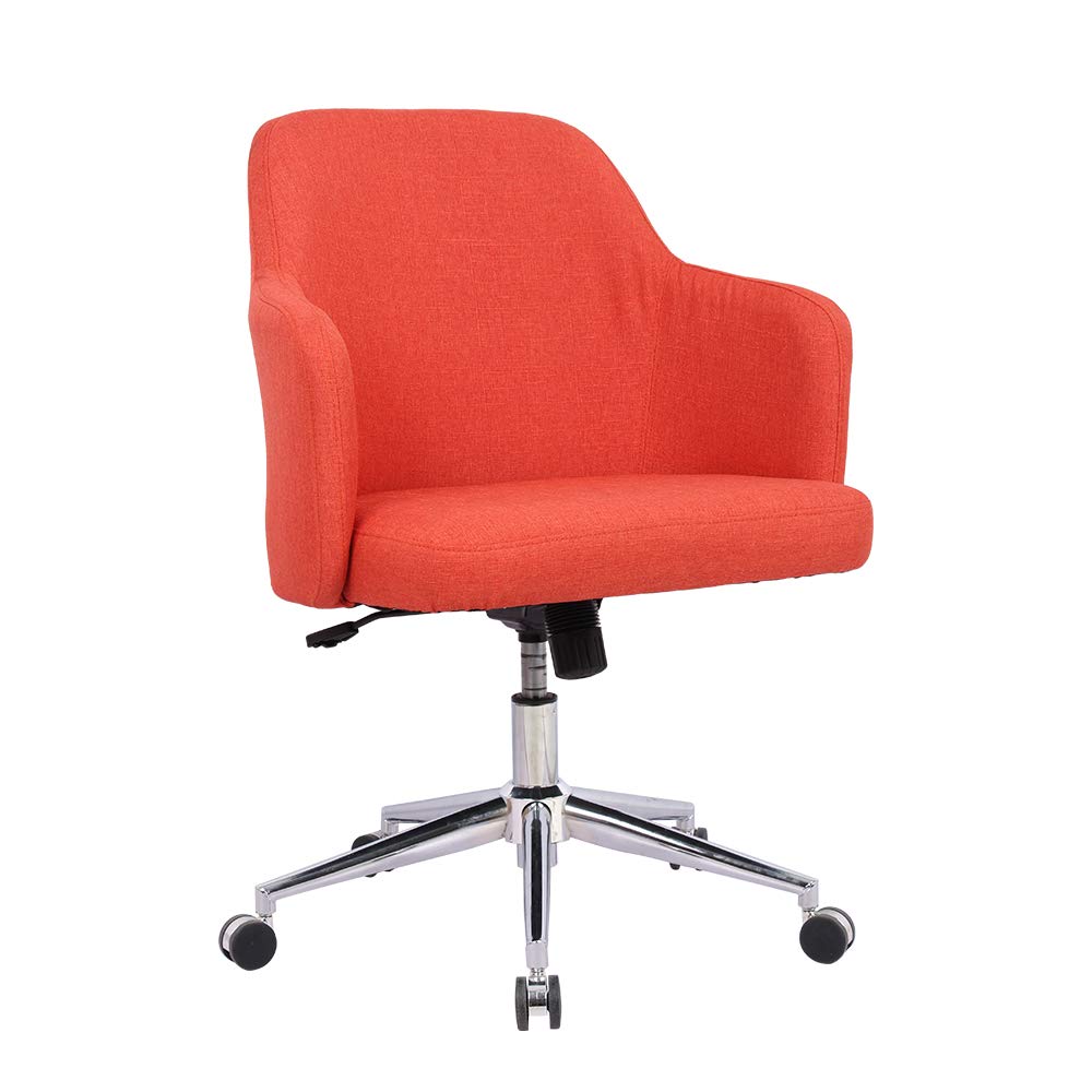 Ergonomic Office Chair with Armrests - Mid Back Fabric Computer Desk Chair for Home Office, Bedroom, or Vanity - Adjustable Rolling Task Chair (Red) - Perfect for Work, Study, and Makeup Sessions