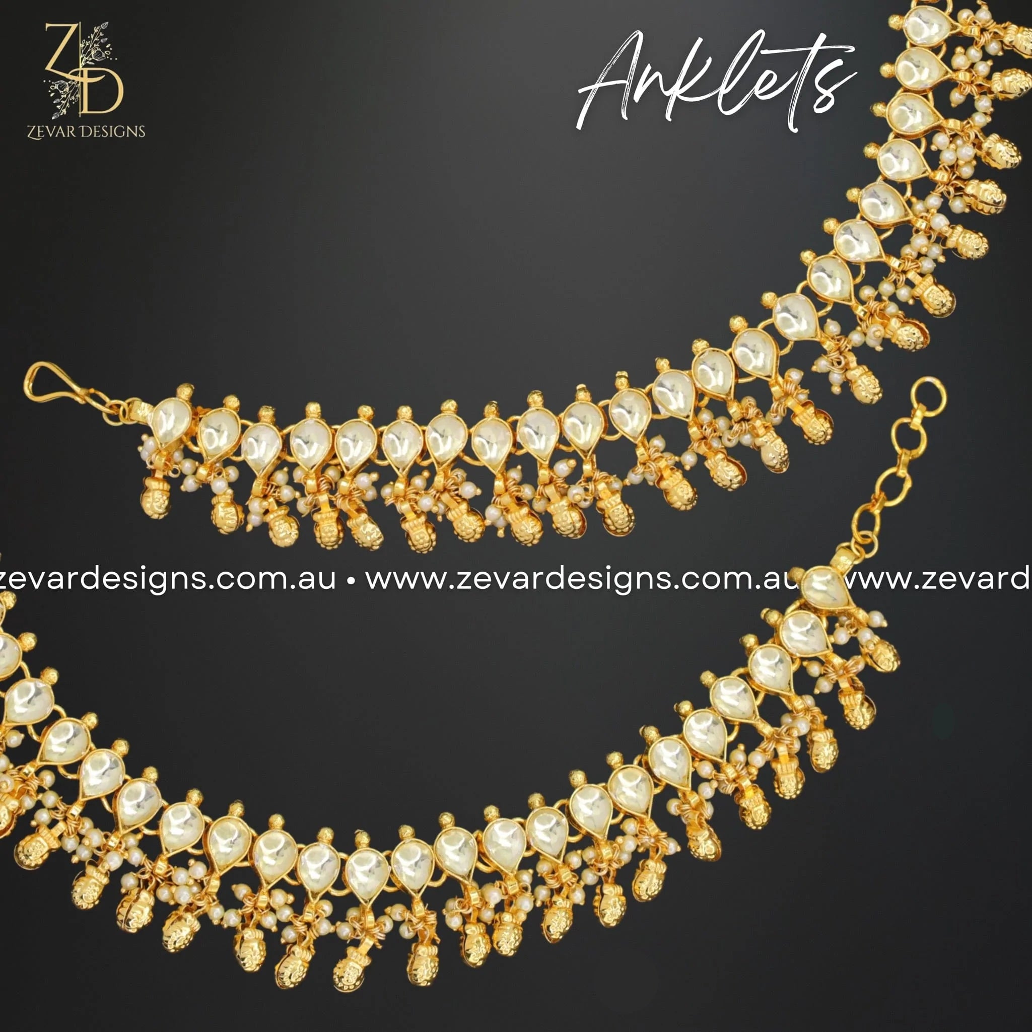 Elegant Pachi Kundan Anklets for Women - Traditional Indian Foot Jewelry for Parties, Weddings & Festivals
