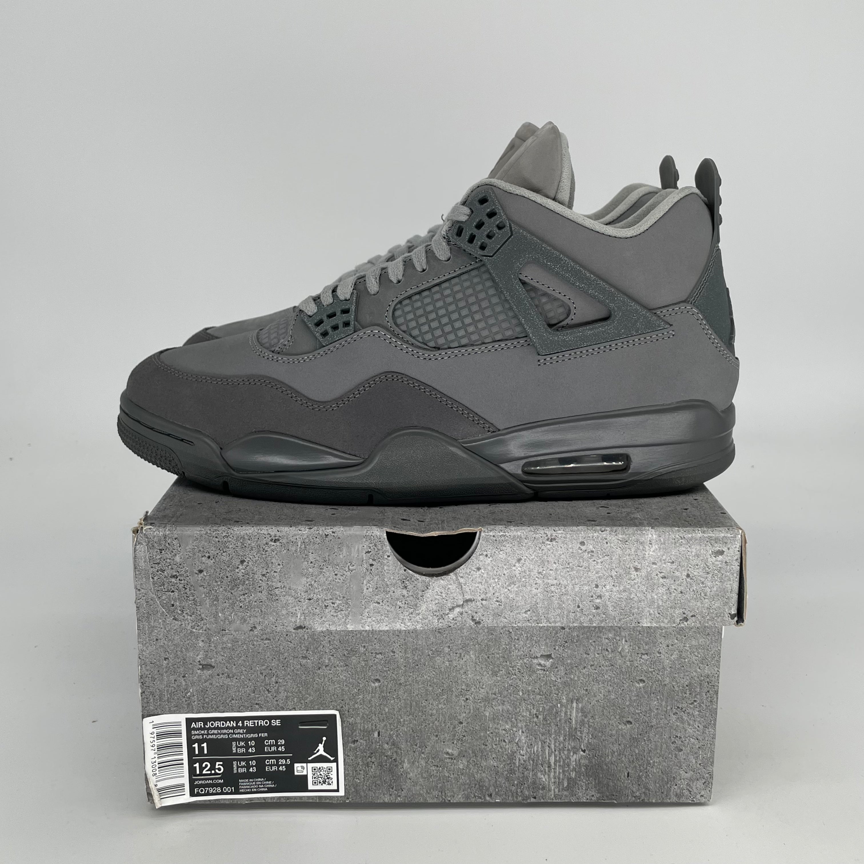 AIR JORDAN 4 WET CEMENT Sneakers - Men's Size 11 & Women's Size 12.5 - Style FQ7928-001 - Perfect for Basketball, Streetwear & Sneaker Collectors