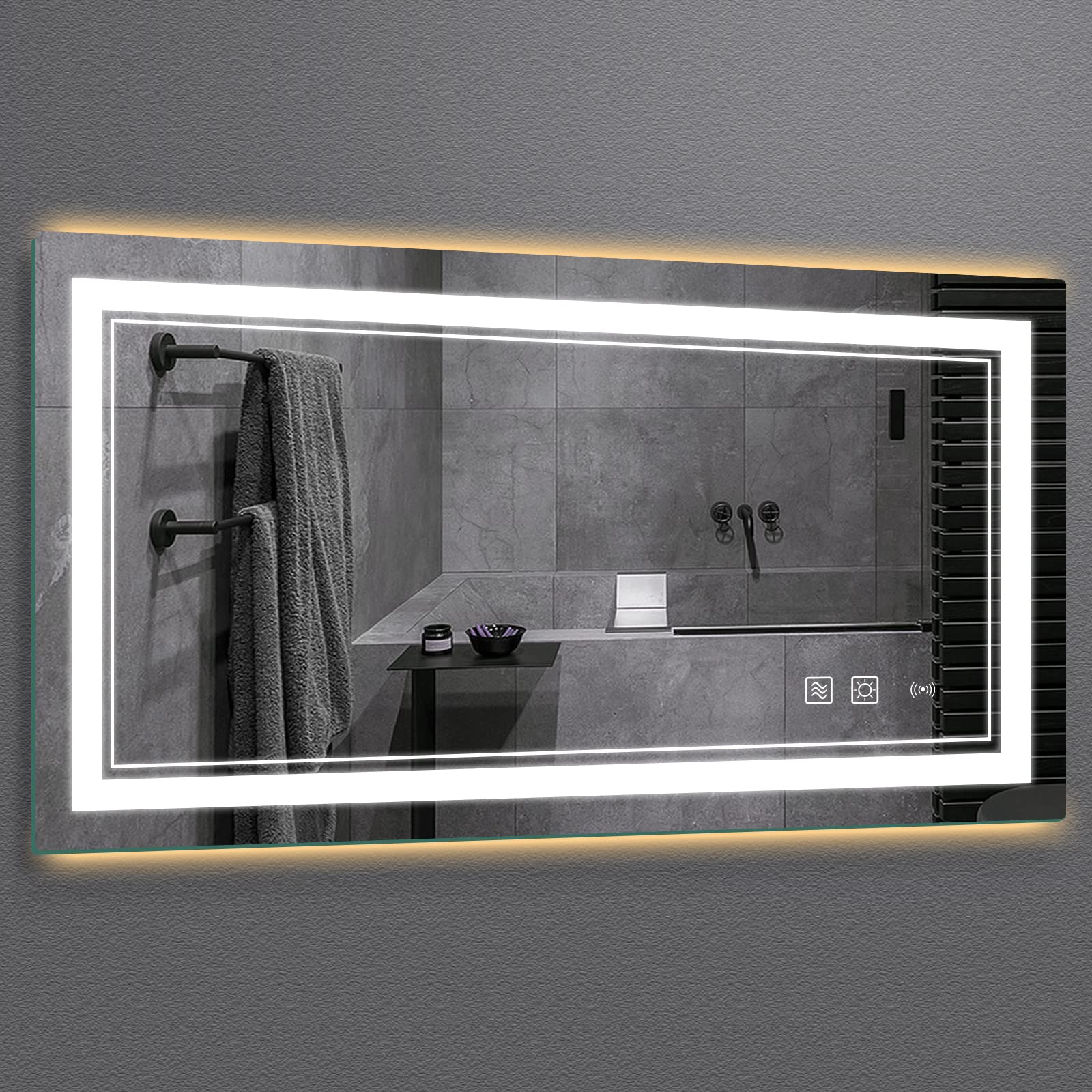 40 x 24 Inch LED Bathroom Mirror with Anti-Fog Technology - Dimmable Touch Control Makeup Mirror (Horizontal/Vertical Mounting) for Vanity, Powder Room & Modern Bathroom Decor