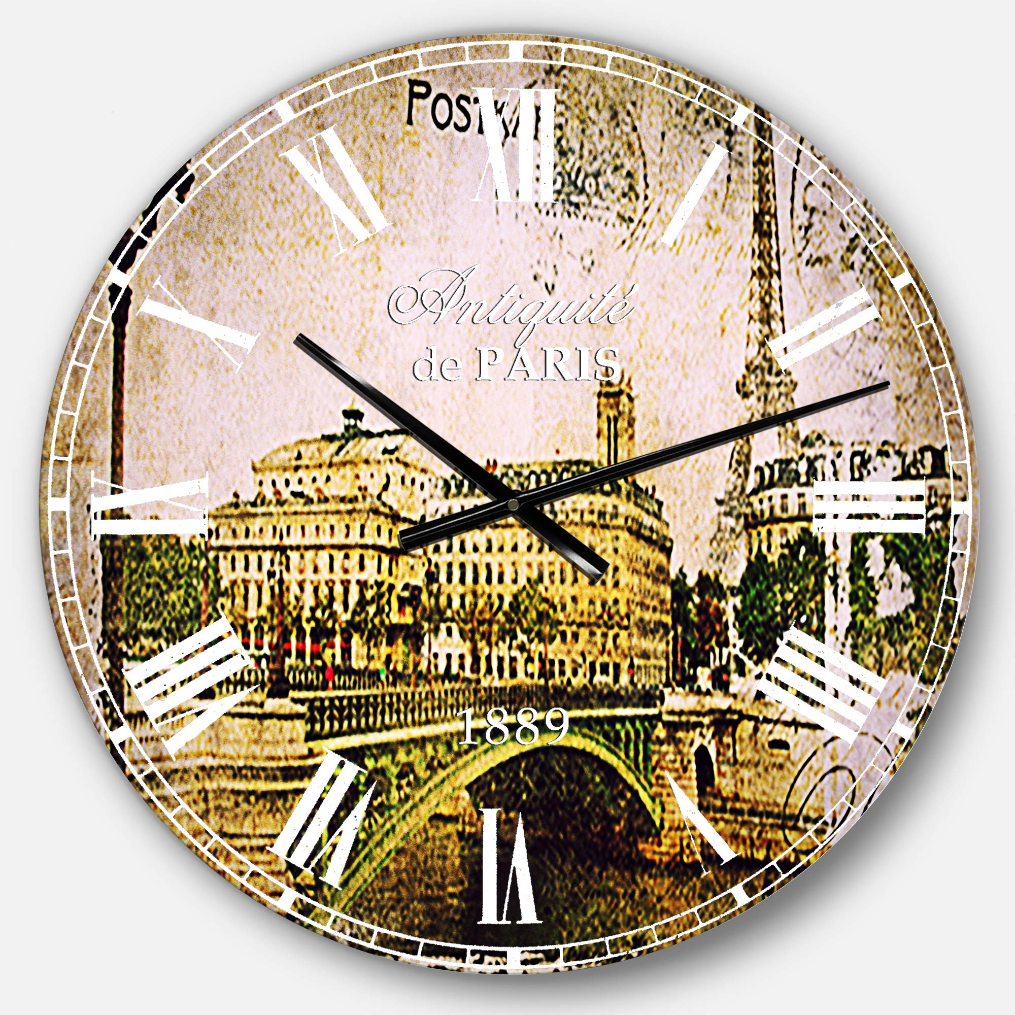 Vintage Paris Wall Art - French Country Round Metal Wall Clock for Home Decor | Perfect for Living Room, Bedroom & Office Decoration | Rustic Farmhouse Style Wall Décor