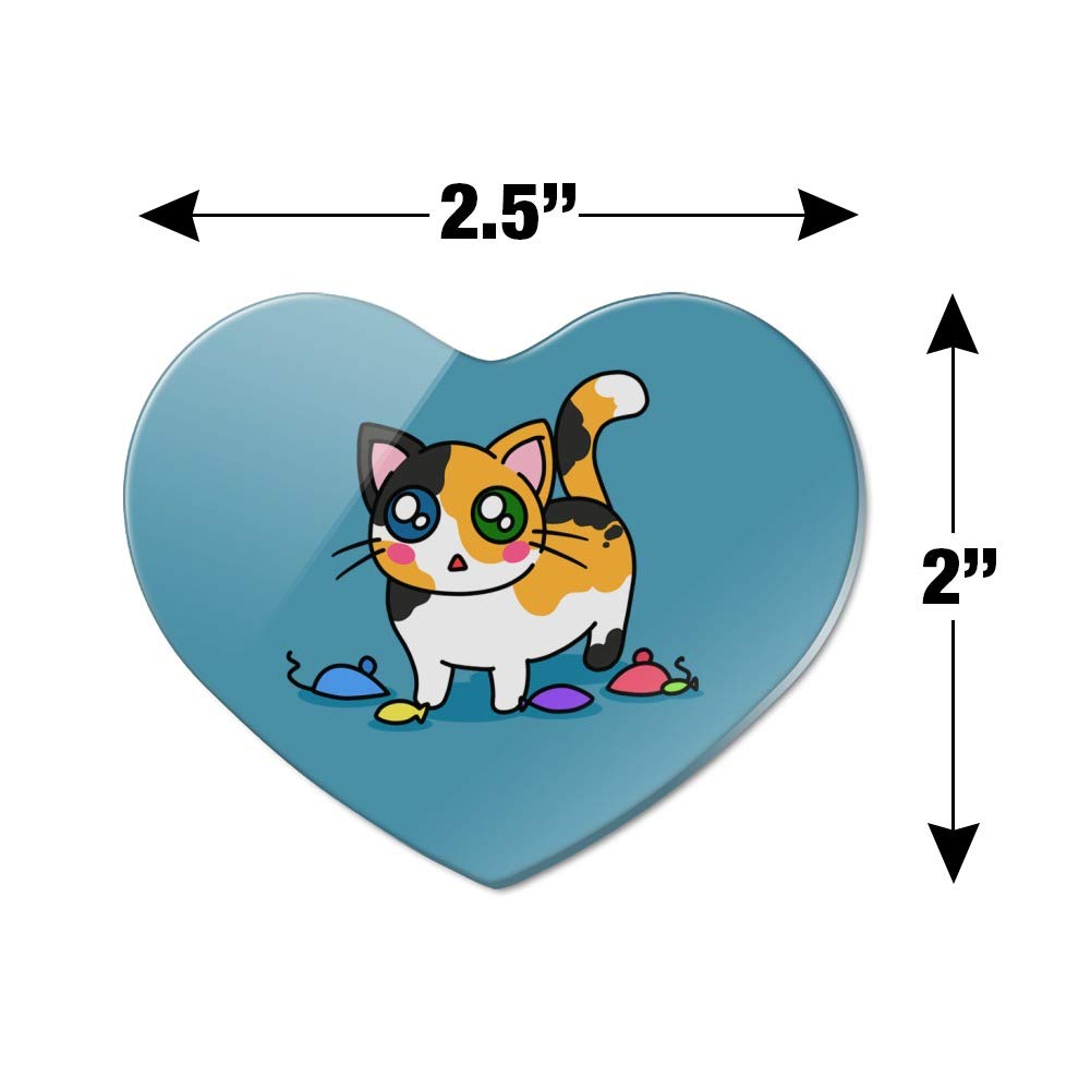 Cute Calico Kitten Refrigerator Magnet with Cat Toys Heart Design - Perfect for Fridge Decoration, Kitchen Accessories & Gift for Cat Lovers