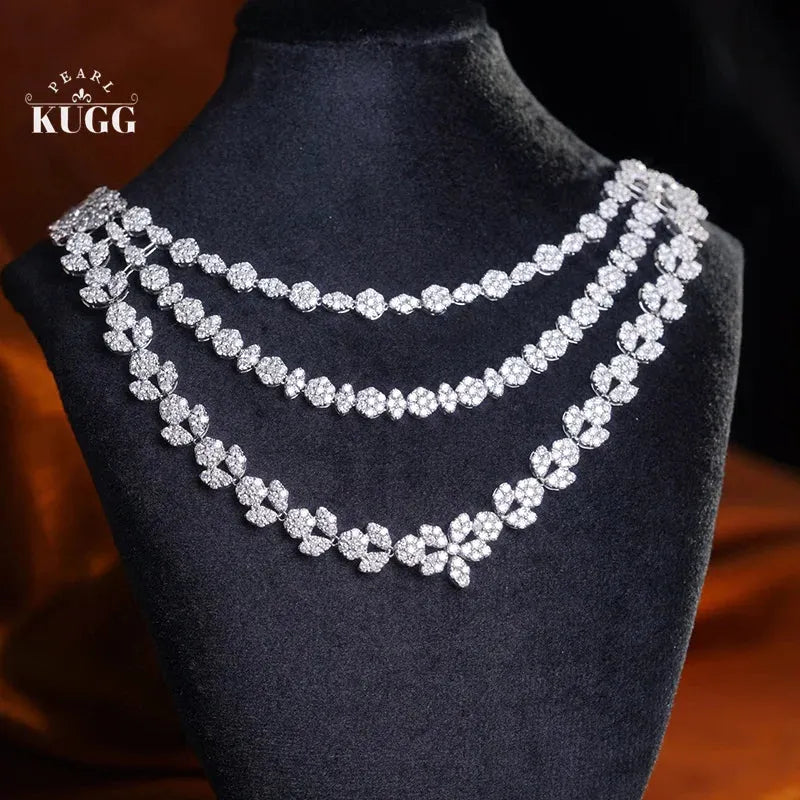 18K White Gold Luxury Three-Layer Diamond Necklace for Women | 20.50 Carat Natural Real Diamonds | Elegant Party Jewelry & Gift for Anniversary, Wedding, Prom | Shiny Statement Piece for Evening Events & Special Occasions