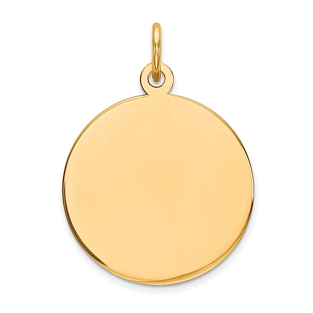 14K Yellow Gold Round Disc Charm Necklace - Engravable Plain Pendant for Women | Elegant Fine Jewelry Gift for Her | Perfect for Anniversaries, Birthdays & Special Occasions