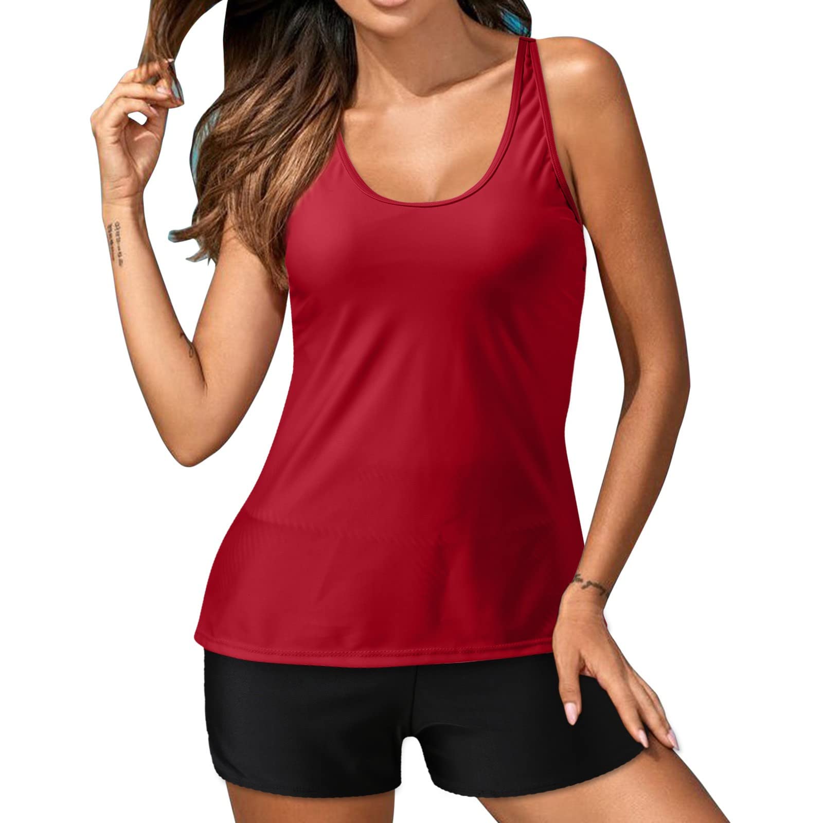Follure Women's 2 Piece Tankini Swimsuits - Sexy Bathing Suits with Swim Tank Top & Boy Shorts | Perfect for Beach Vacation, Pool Party & Summer Swimwear