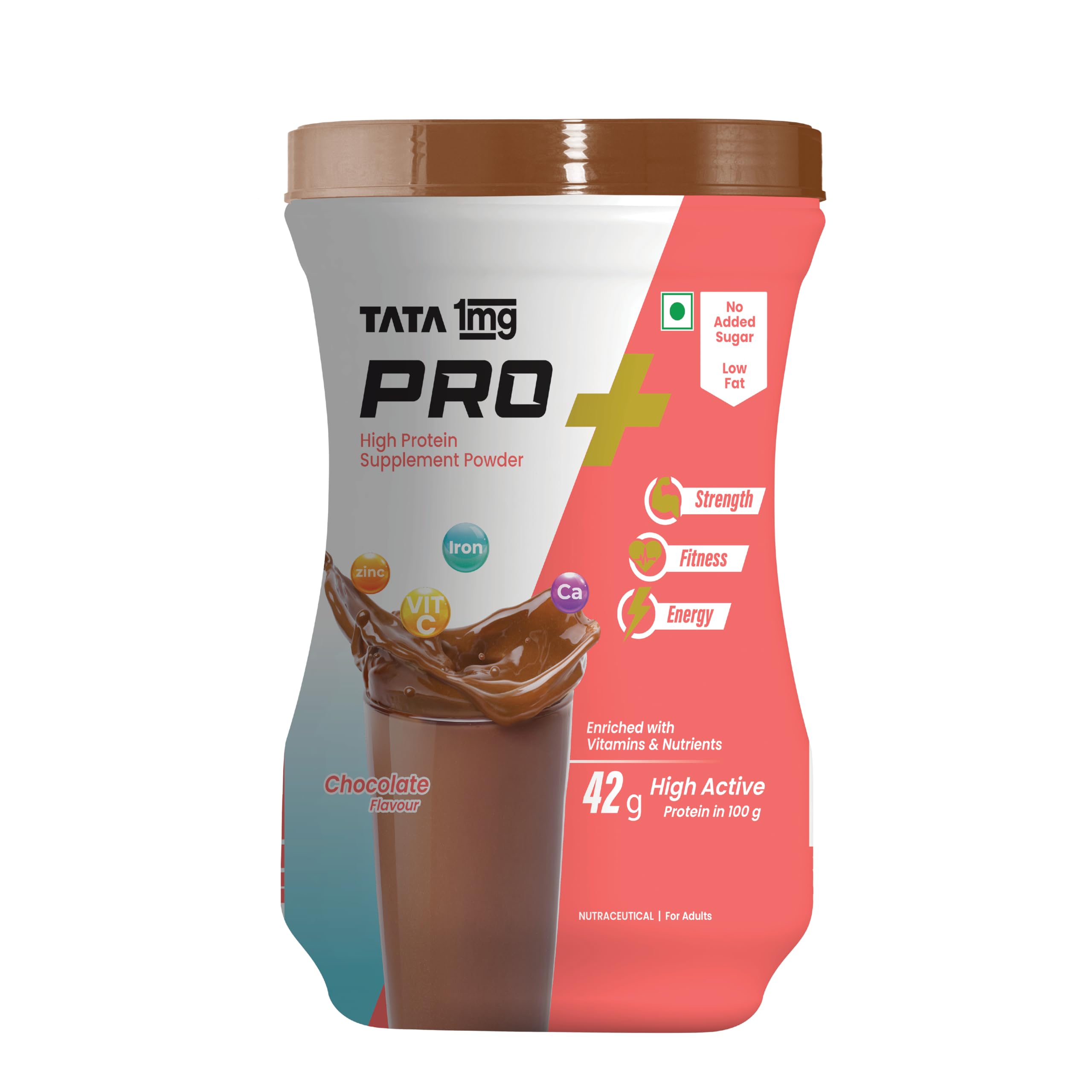 Tata 1mg Pro+ Soy Protein Powder - High Protein Supplement for Muscle Growth, Bone Strength & Energy | 23 Essential Nutrients, Low Fat, No Added Sugar, Chocolate Flavor | Ideal for Post-Workout Recovery & Healthy Lifestyle