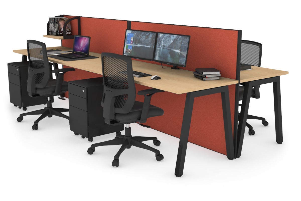 Horizon Quadro 4-Person Office Workstation Bench with A-Legs - 1400mm x 700mm Dimensions - Perfect for Collaborative Workspaces, Coworking Offices & Team Meetings