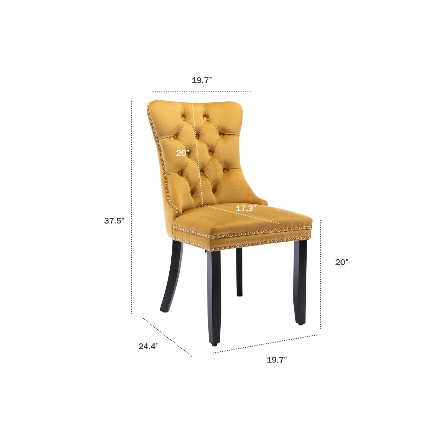 Luxury Velvet Dining Chairs Set of 2 - Upholstered Tufted Accent Chairs with Ring Pull Trim & Button Back, Mid-Century Modern Dining Room Chairs for Kitchen, Living Room, Bedroom (Gold) | Perfect for Home Decor, Dinner Parties & Cozy Seating Areas