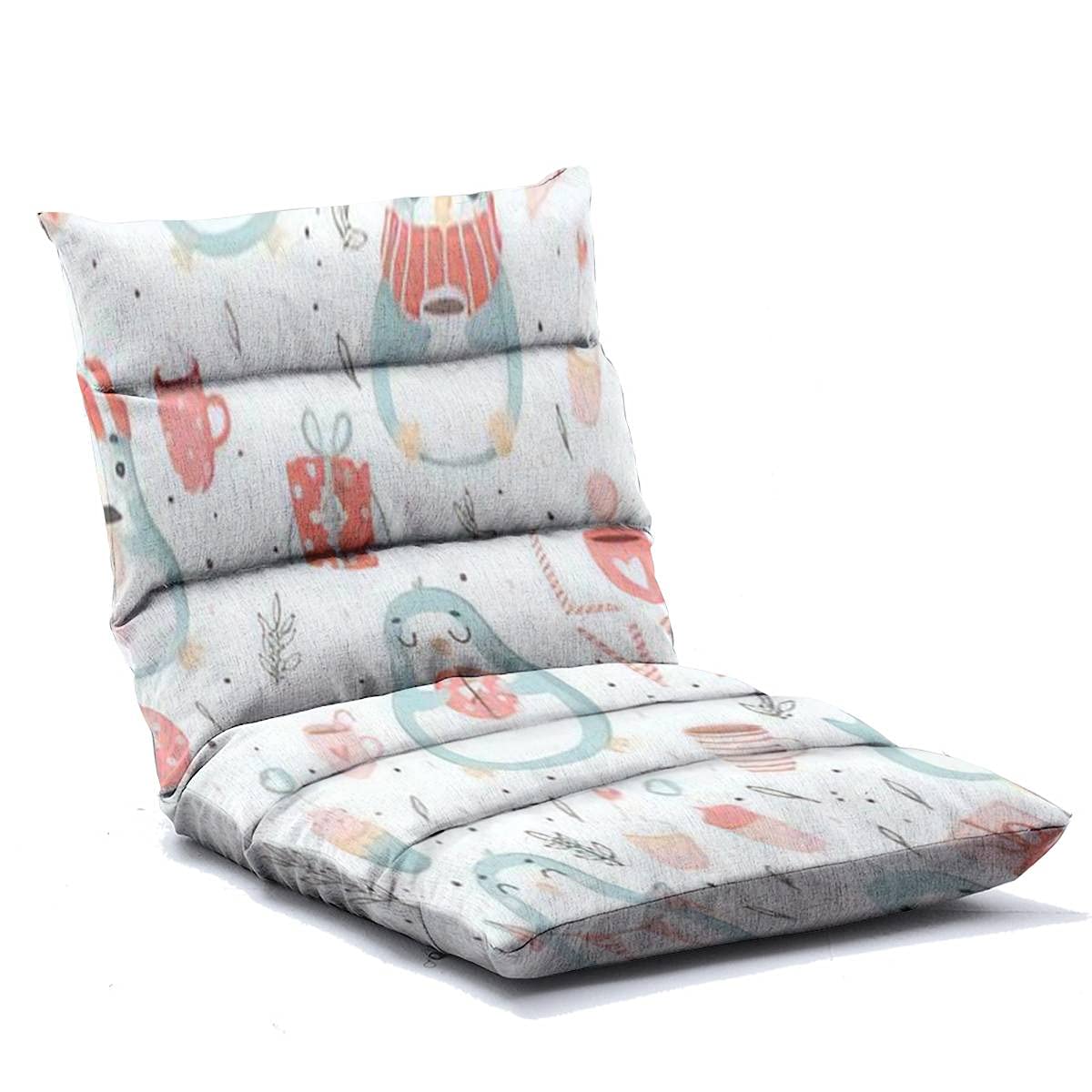 Adjustable 6-Position Memory Foam Floor Lounger with Hand-Drawn Valentine's Day Romantic Seamless Pattern - Foldable Floor Sofa & Lounge Chair for Kids & Adults - Perfect for Reading, Watching TV, Gaming and Relaxing at Home