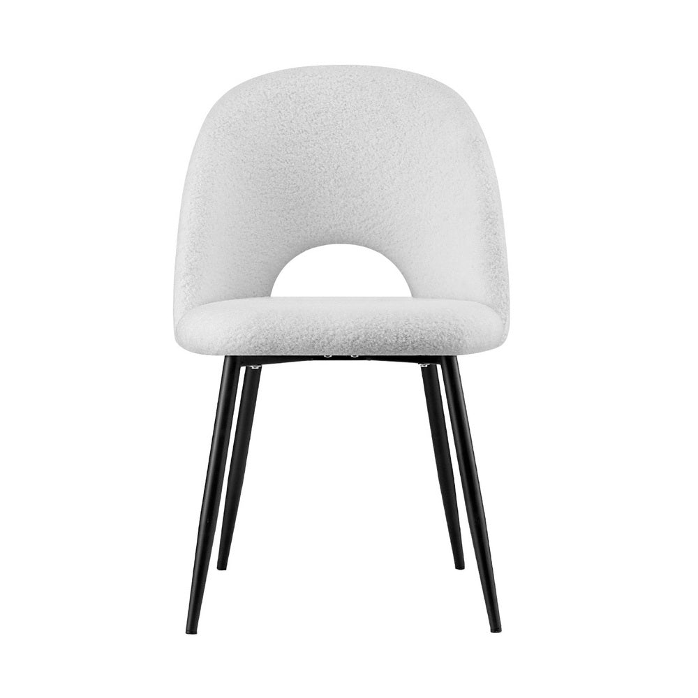 2 Pack Artiss Dining Chairs - Boucle Sherpa Upholstered Modern Accent Chairs for Kitchen, Dining Room, or Home Office (Set of 2)