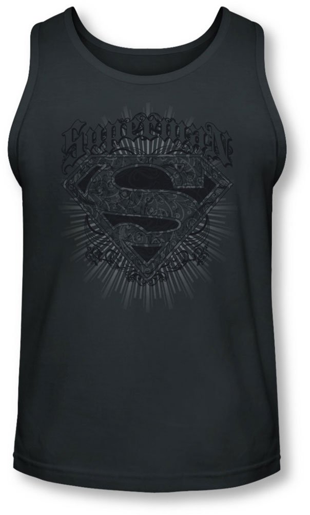Superman Men's Scrolling Shield Graphic Tank Top - Casual Superhero Tee for Comic Fans, Gym & Summer Outfits