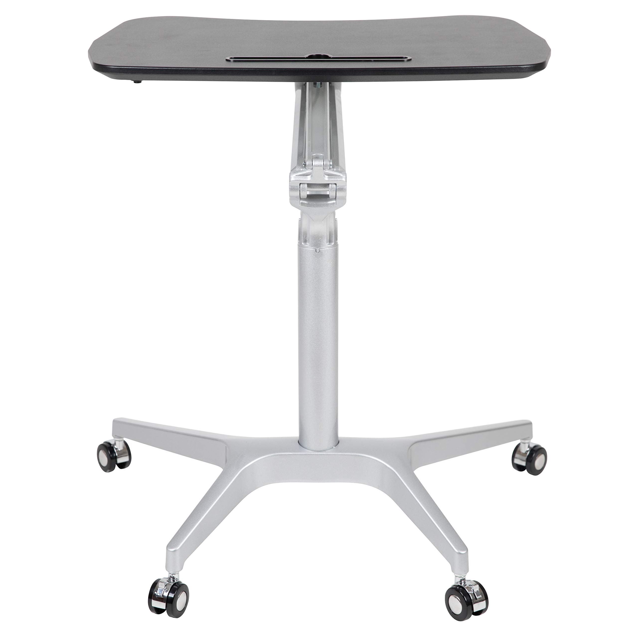 EMMA + OLIVER Adjustable Height Standing Desk - Black Ergonomic Mobile Sit Stand Workstation for Home Office | Perfect for Remote Work, Gaming & Study