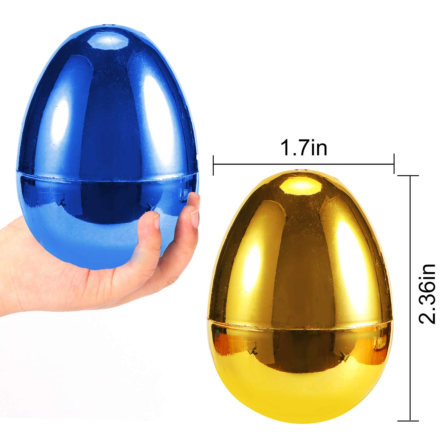 36 PCS Plastic Easter Eggs for Kids - 2.36 Inch Fillable Metallic Gold Easter Basket Stuffers for Toddlers, Boys, Girls & Teens - Perfect for Easter Egg Hunts, Party Favors & Spring Decorations
