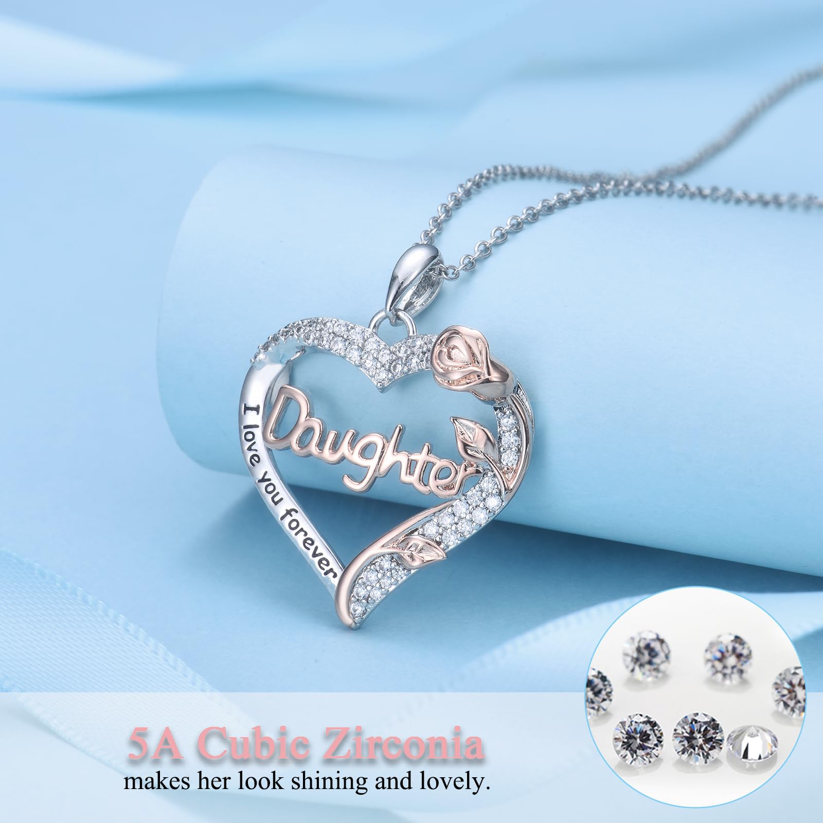 Nana Mom Daughter Necklace - Rose Heart Pendant Jewelry Gift for Grandma, Mother & Daughter | Birthday, Christmas, Wedding, Retirement Present for Women & Teen Girls | Perfect for Family Reunions, Mother's Day & Special Occasions