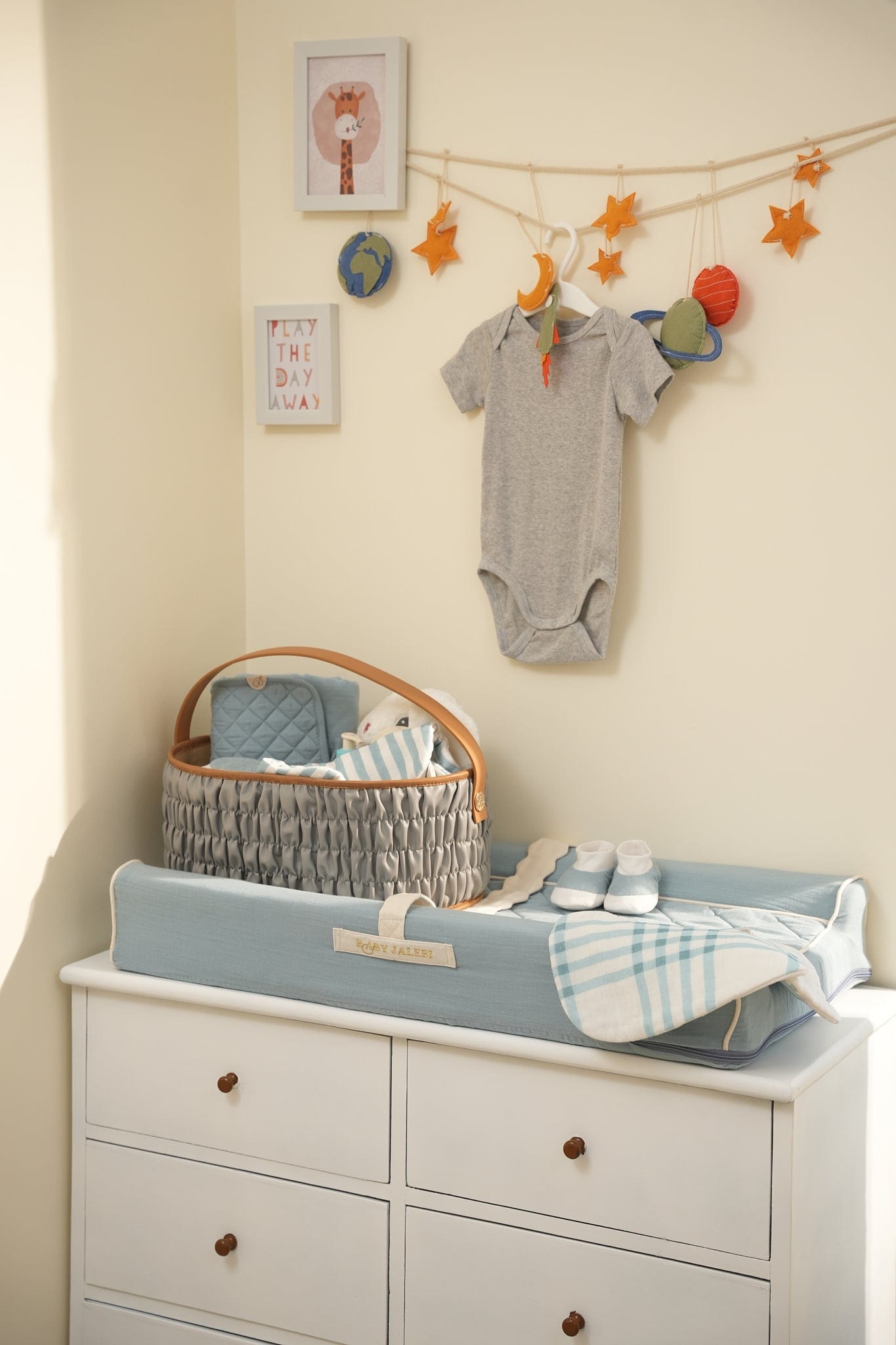 Baby Changing Station with Safety Straps - Portable Diaper Changing Pad for Travel & Nursery - Soft Blue Waterproof Fabric for Easy Cleaning | Perfect for Home, Daycare & On-the-Go Parents