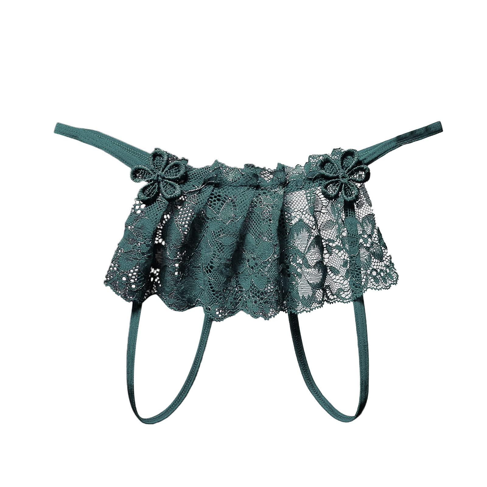 Lace Thong Underwear for Women - Sexy Plus Size Panties & Briefs - Comfortable Lingerie Intimates (Green, One Size) - Perfect for Date Night, Bridal Shower & Special Occasions