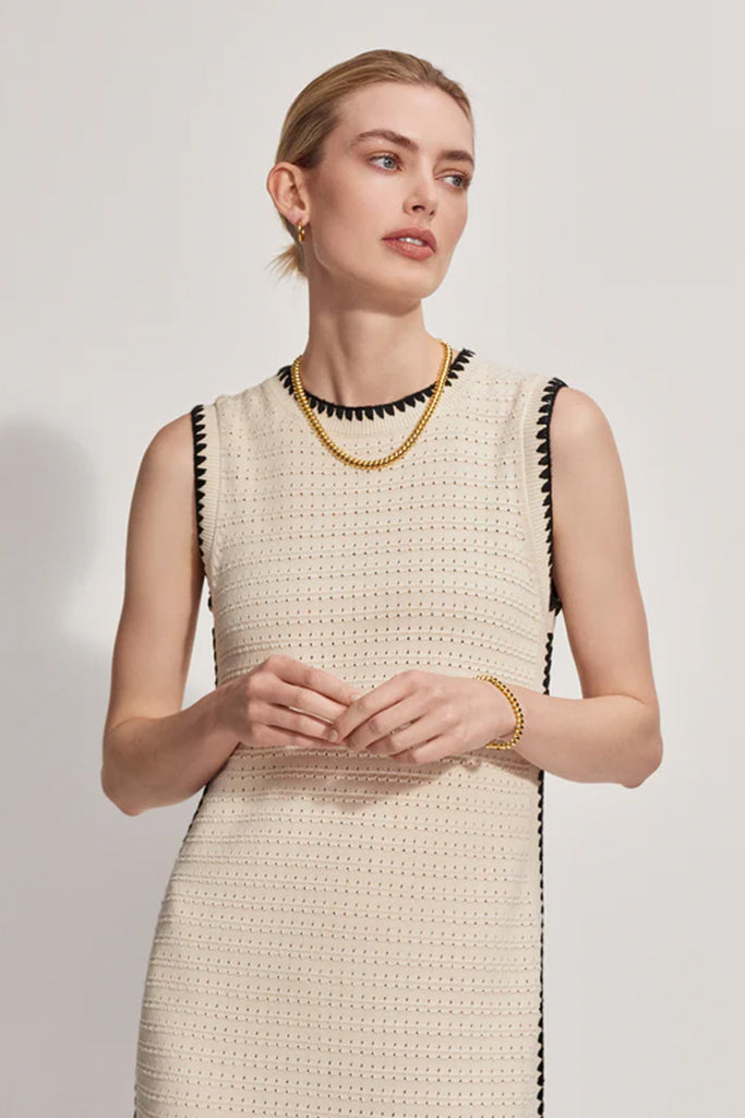 Varley Dwight Tank Knit Dress - Women's Casual Summer Knitted Dress in Birch Color | Perfect for Beach Vacations, Brunch Dates & Weekend Getaways