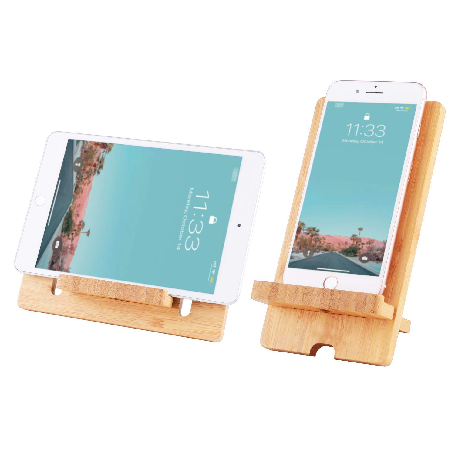Premium Wooden Docking Station & Phone Stand - Dual Function Organizer for Home Office Desk, Compatible with iPhone, Samsung & Tablets - Perfect for Workspace, Nightstand & Minimalist Decor