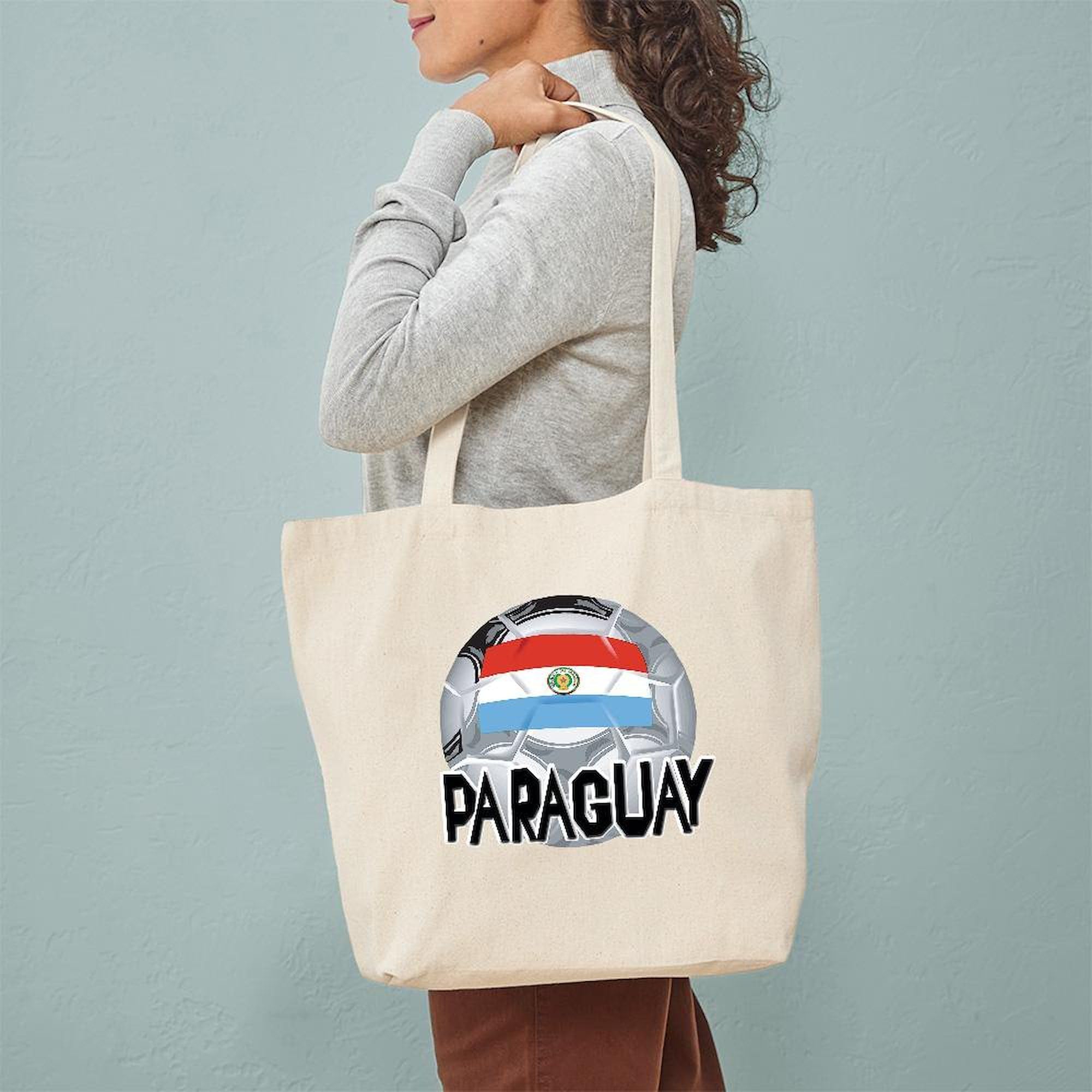 Paraguay Soccer Tote Bag - Natural Canvas Reusable Shopping Bag for Groceries, Beach & Fan Gear | Eco-Friendly & Durable