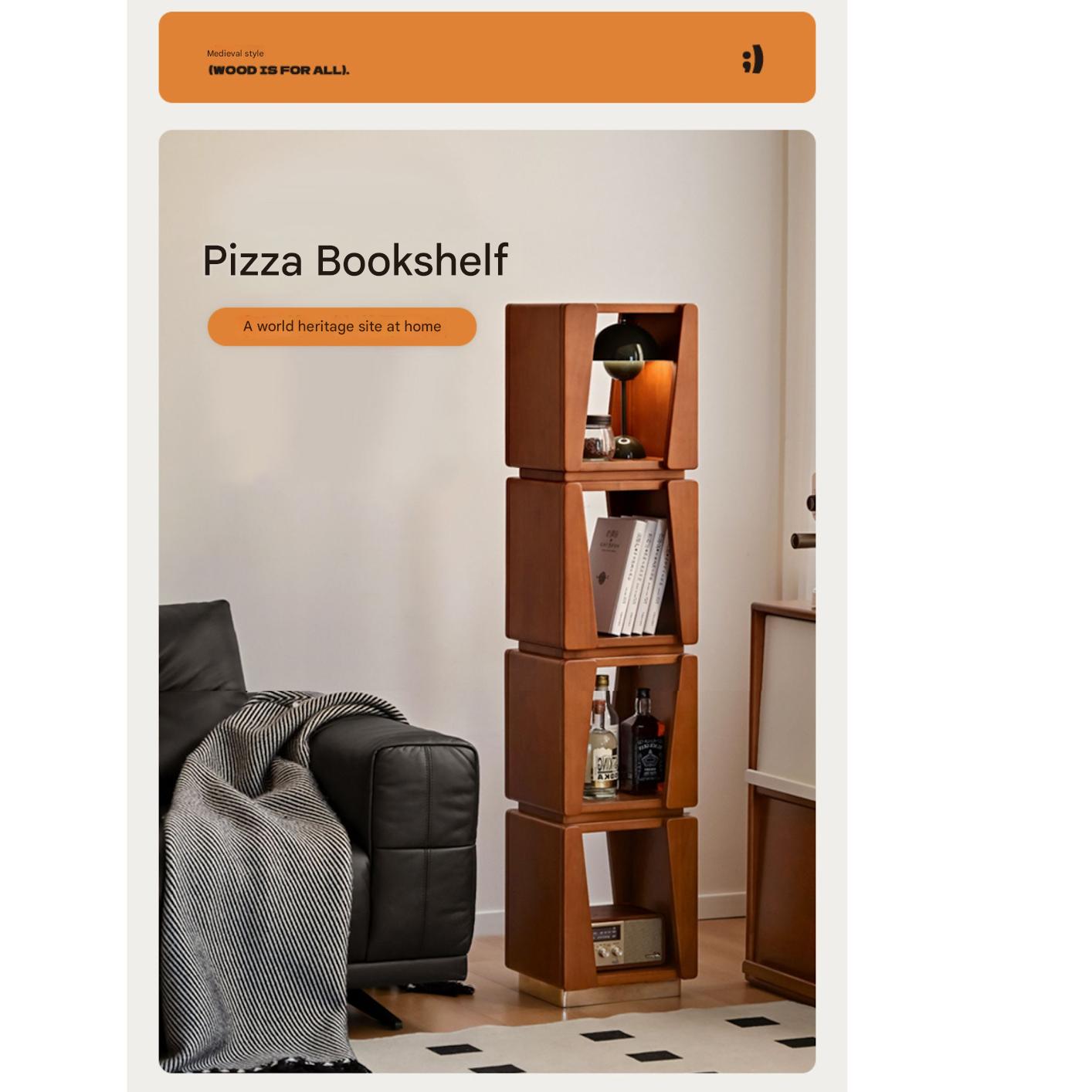 Modern Poplar Solid Wood Bauhaus Bookshelf - Minimalist Home Office & Living Room Storage Shelf for Books & Decor