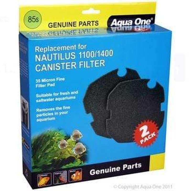 Aqua One Sponge Filter Media 35ppi 2-Pack for Nautilus 1100/1400 and Brilliance 100/120/150 Aquariums - High Density Foam for Crystal Clear Water - Perfect for Freshwater and Saltwater Fish Tanks, Turtle Habitats, and Shrimp Breeding