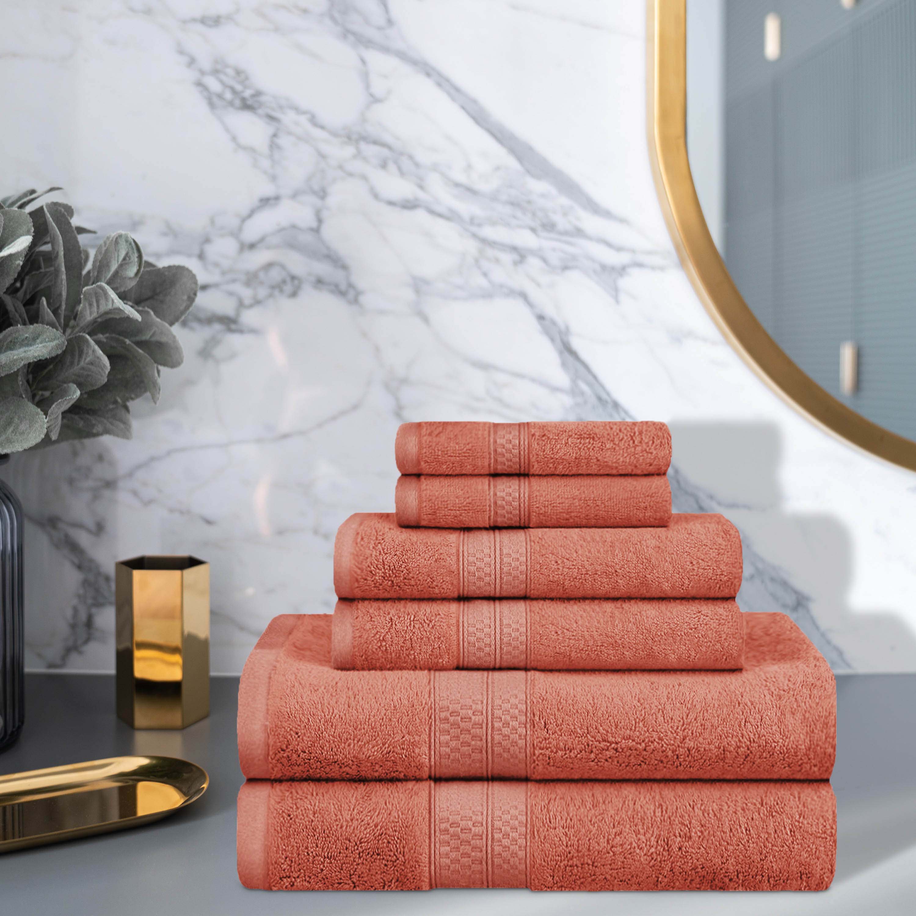Ultra Soft Rayon Bamboo Cotton Blend 6-Piece Towel Set | Bath, Beach & Spa Luxury Towels | Eco-Friendly & Absorbent