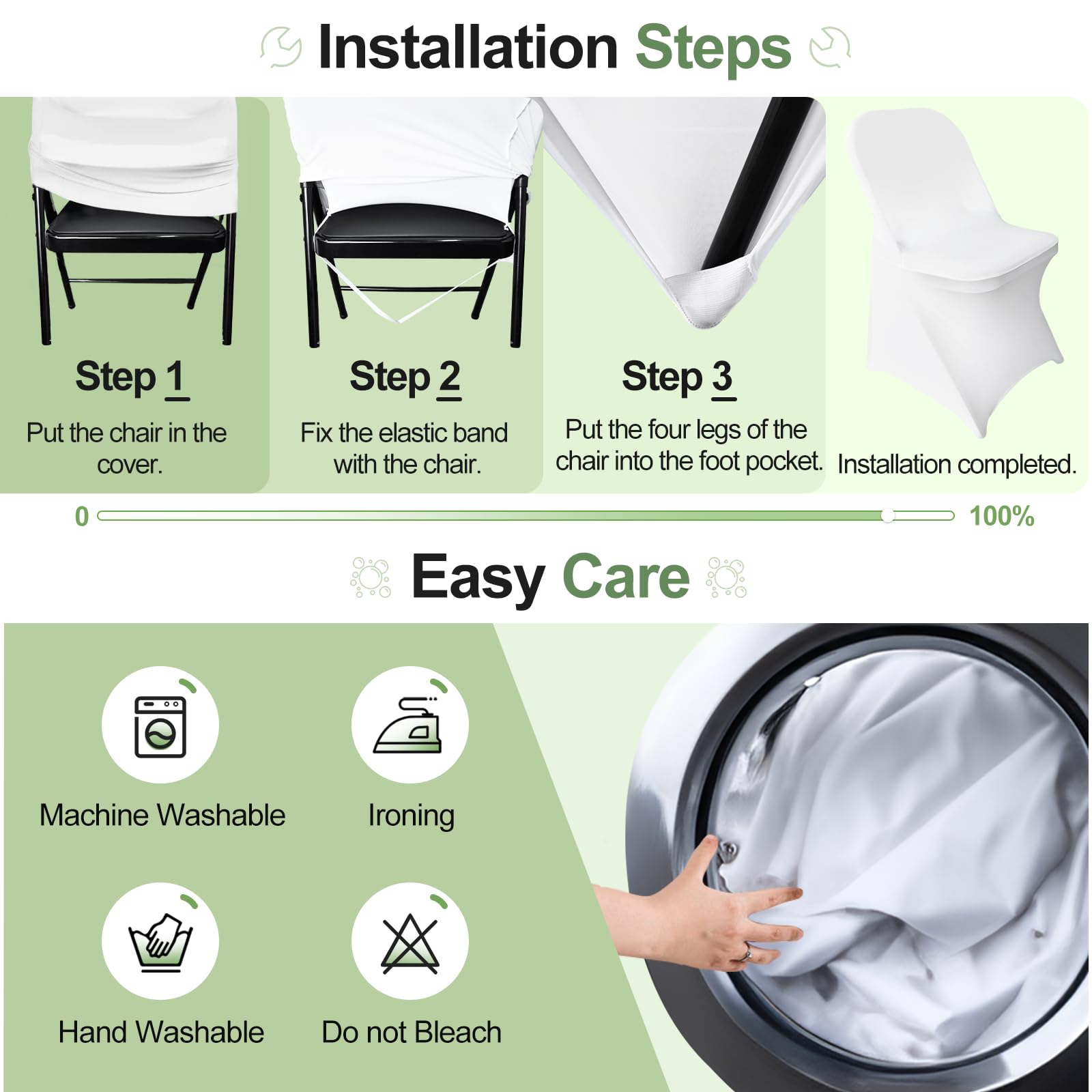 EMART 10-Pack White Folding Chair Covers - Stretchable Polyester Spandex Universal Fit Slipcovers for Weddings, Parties, Banquets & Holiday Celebrations | Perfect for Event Decor, Home Gatherings & Outdoor Celebrations