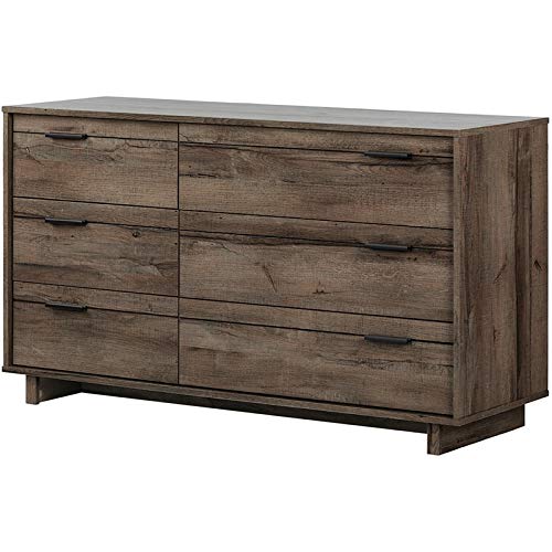 Pemberly Row 6-Drawer Double Dresser - Modern Rustic Wood Bedroom Chest & Living Room Sideboard in Dark Brown - Perfect for Bedroom Storage and Living Room Organization