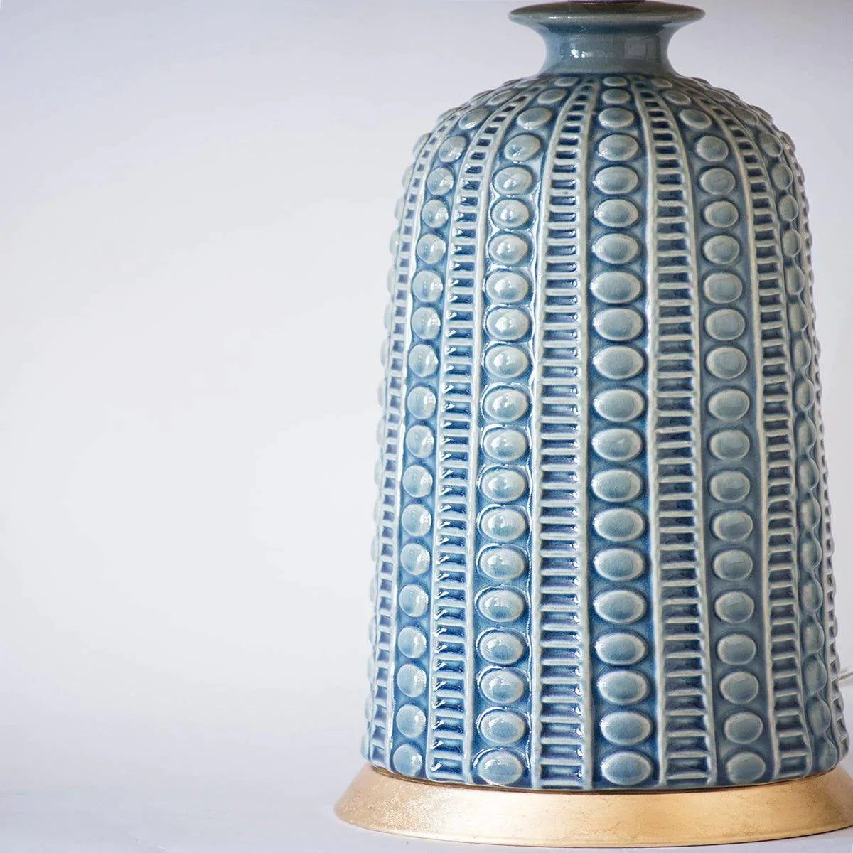 Blue and White Glazed Ceramic Table Lamp - Handmade Decorative Lighting for Bedroom, Living Room & Office - Perfect for Boho, Farmhouse & Coastal Home Decor