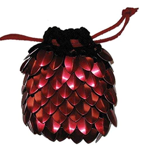 Knitted Scale Armor Dice Bag for D&D - Dark Fire Design - Perfect for Tabletop RPG Games & Dice Storage
