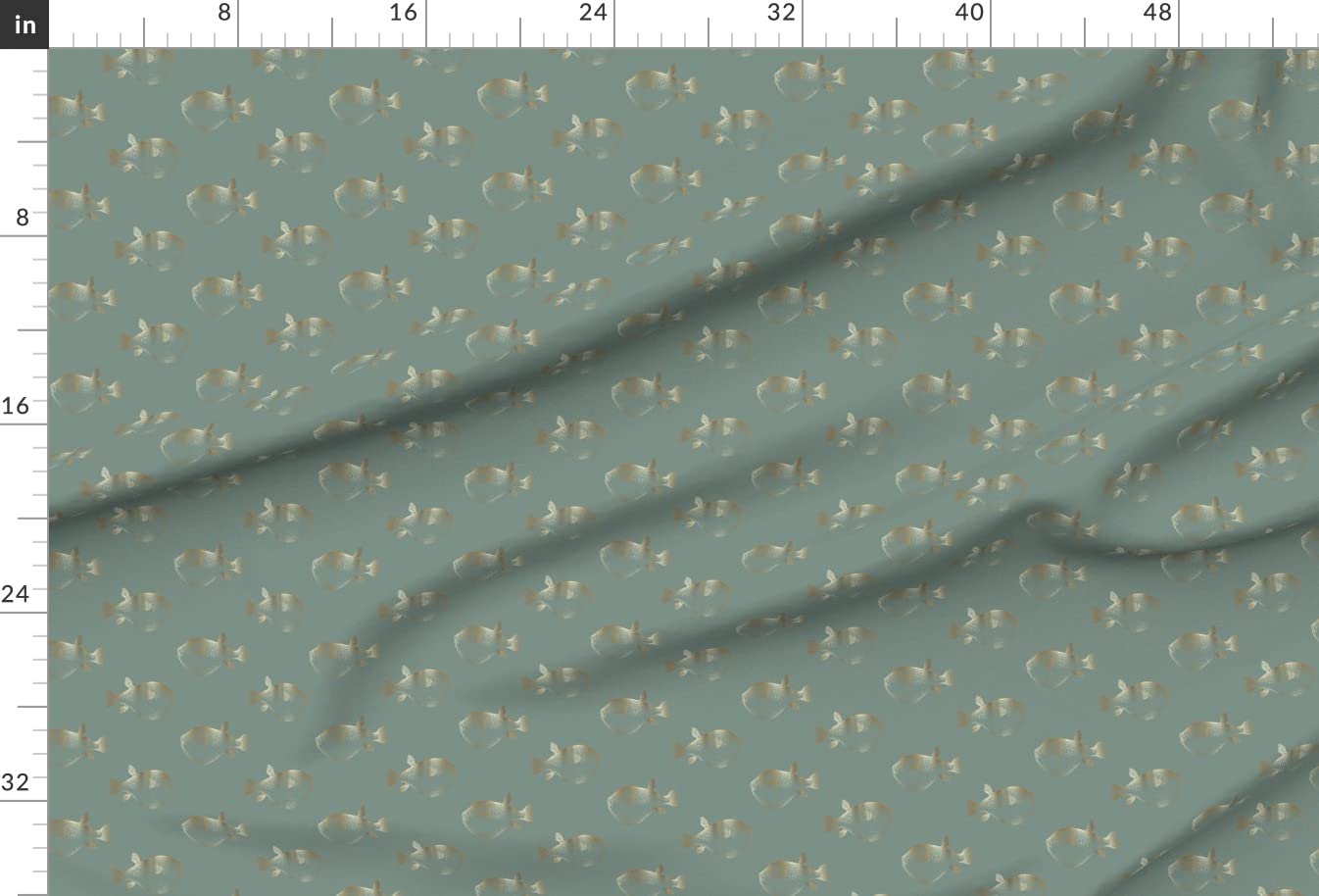 Goldfish Blowfish Pufferfish Printed Minky Fabric by The Yard - Soft Green & Blue Design for Sewing Baby Blankets, Quilt Backing, Plush Toys - Perfect for Nursery Decor & DIY Craft Projects
